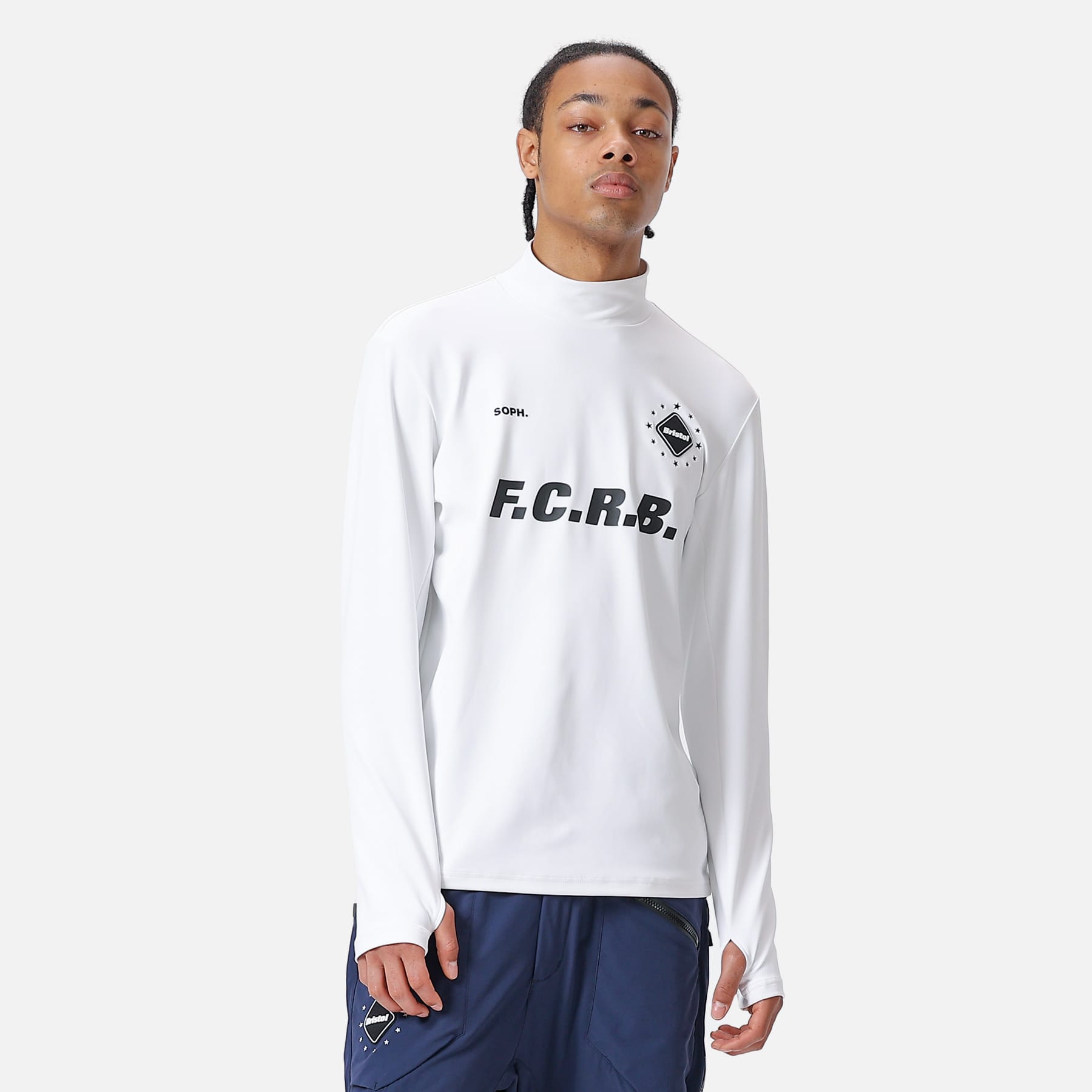 FCRB L/S WIND PROOF MOCK NECK TOP WHITE-