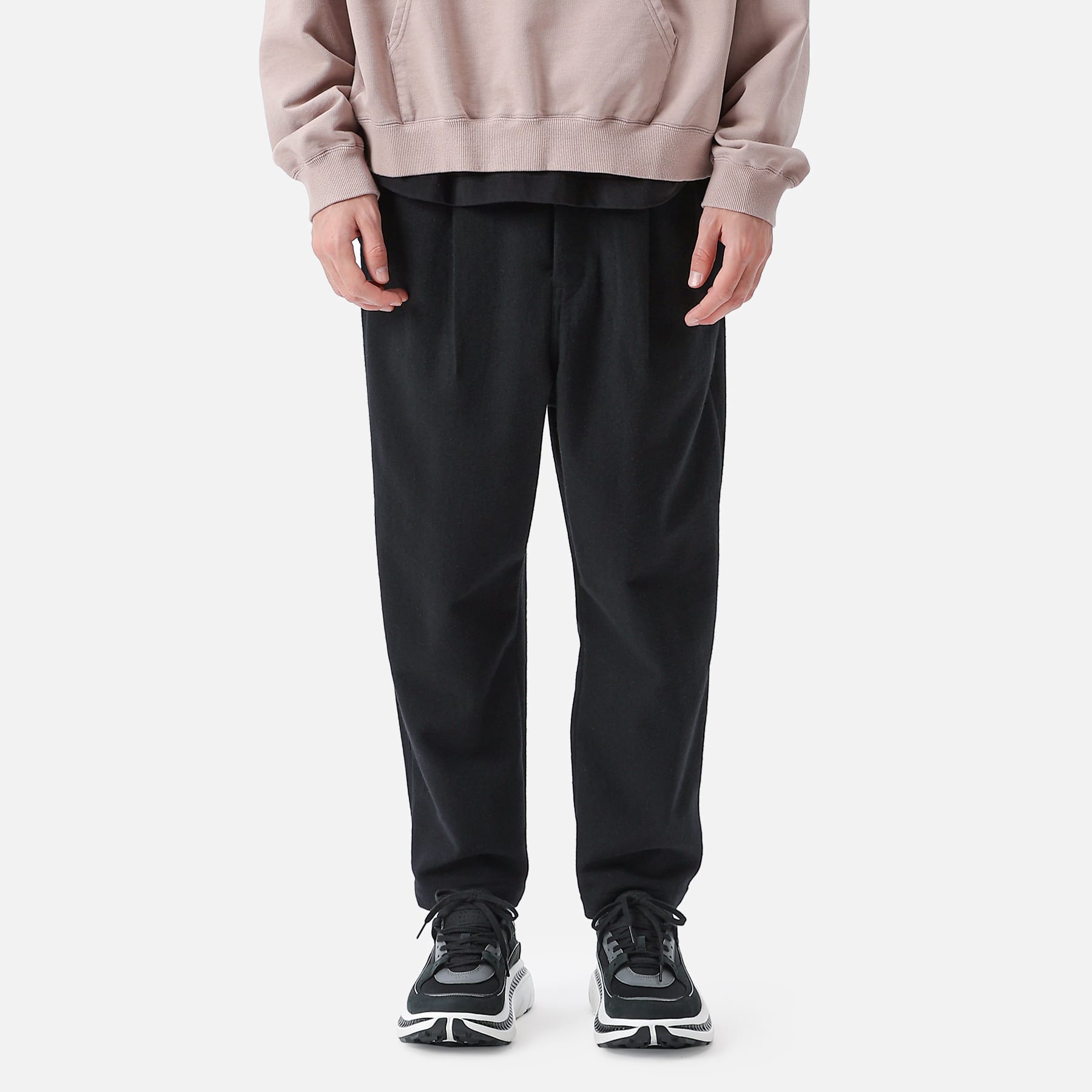 SOPH. | 1TUCK WIDE CROPPED EASY PANTS(L BLACK):