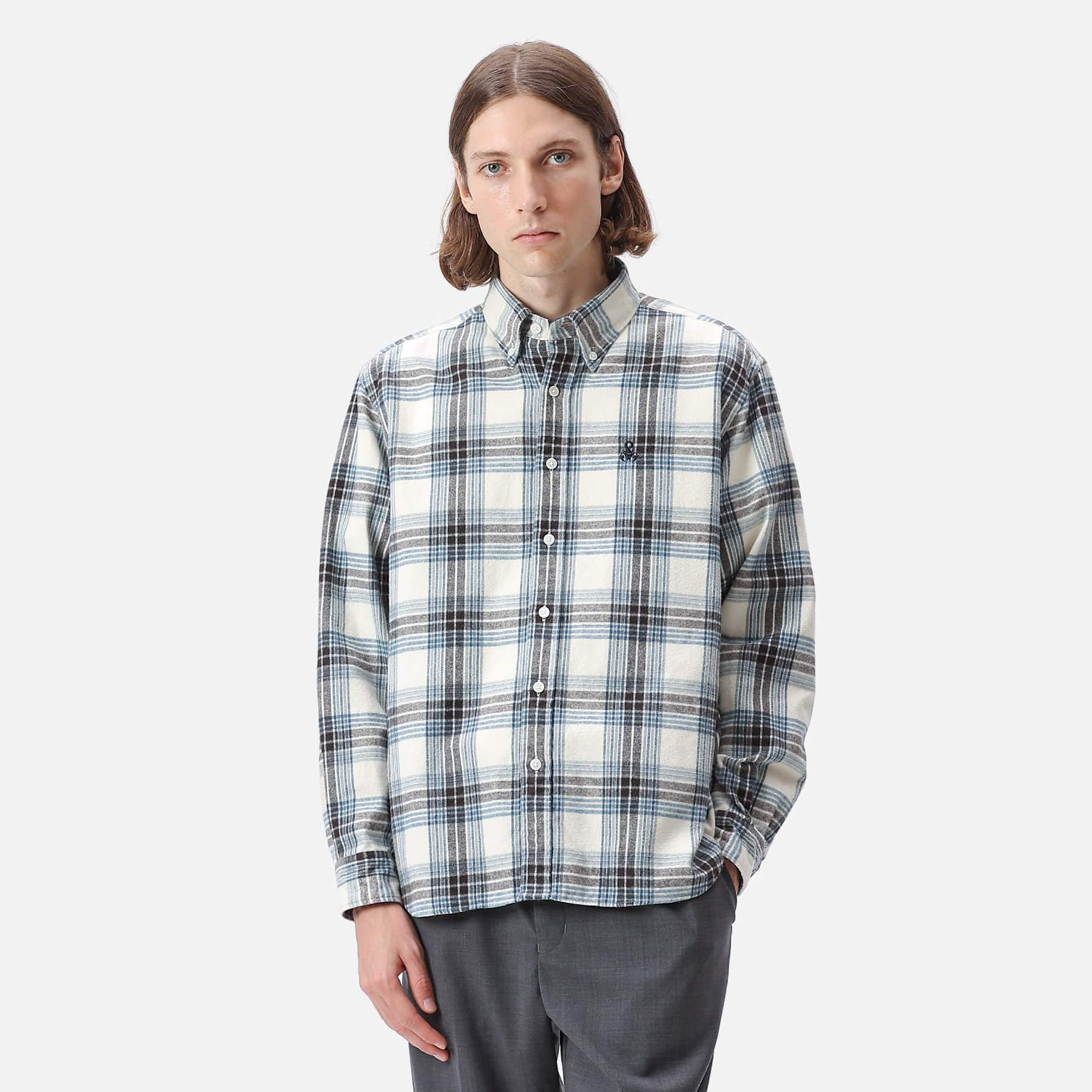 SOPH. | FLANNEL CHECK SCORPION BIG B.D SHIRT(M WHITE):