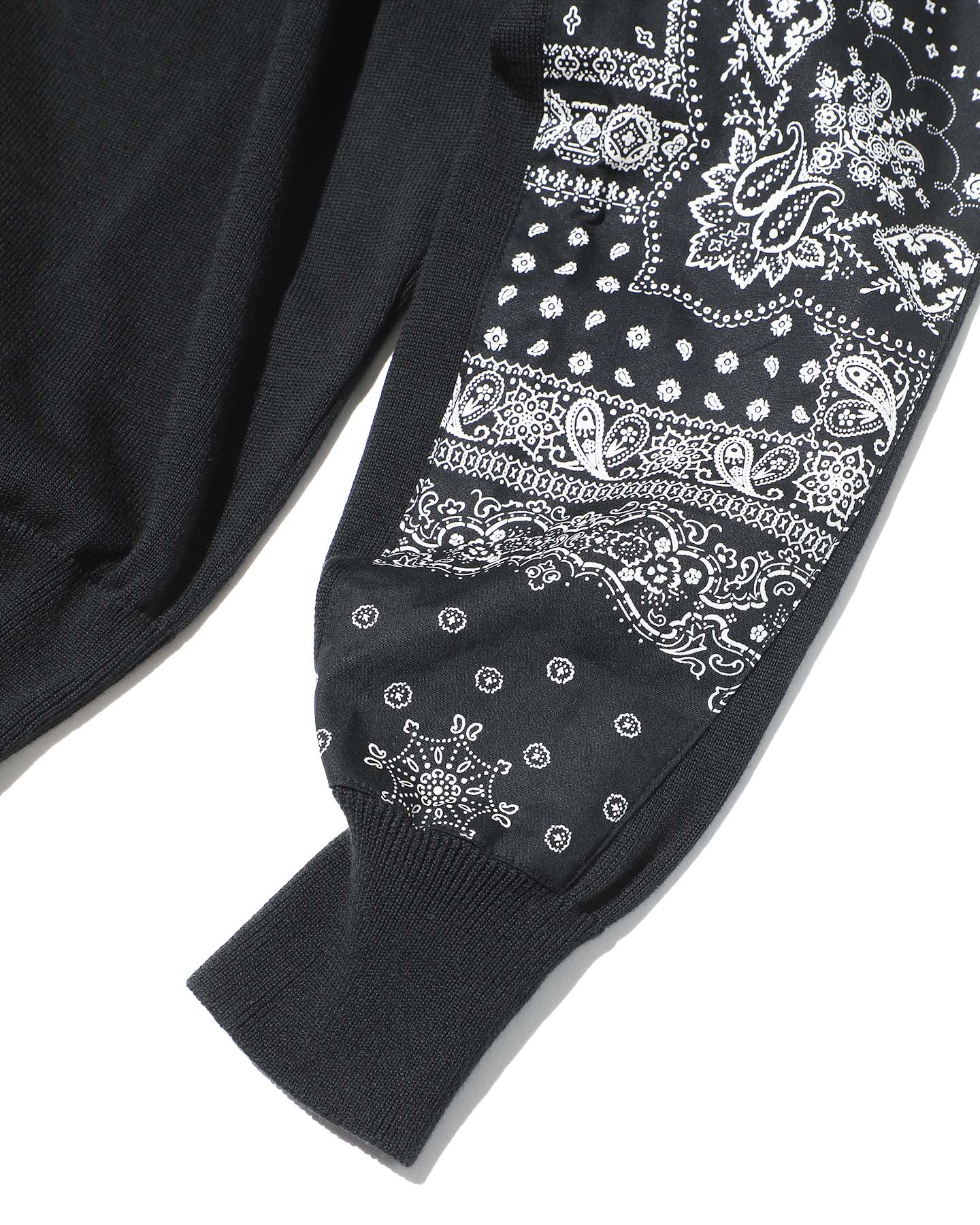 SOPH. | BANDANA SLEEVE PATCHED CREWNECK KNIT(M BLACK):