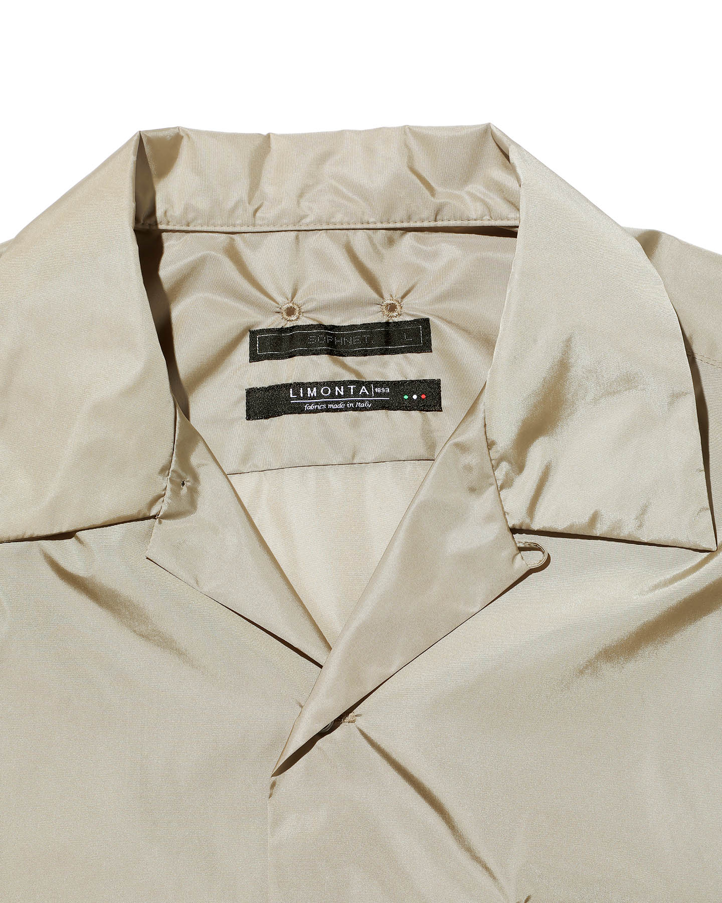 SOPH. | LIMONTA NYLON S/S OPEN COLLAR BAGGY SHIRT(M BEIGE):