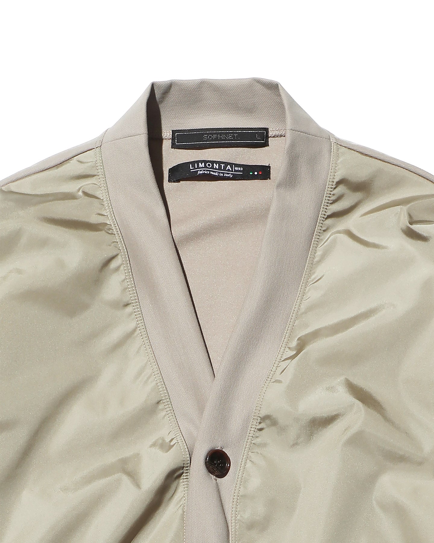 SOPH. | LIMONTA NYLON FRONT PANELED CARDIGAN(L BEIGE):