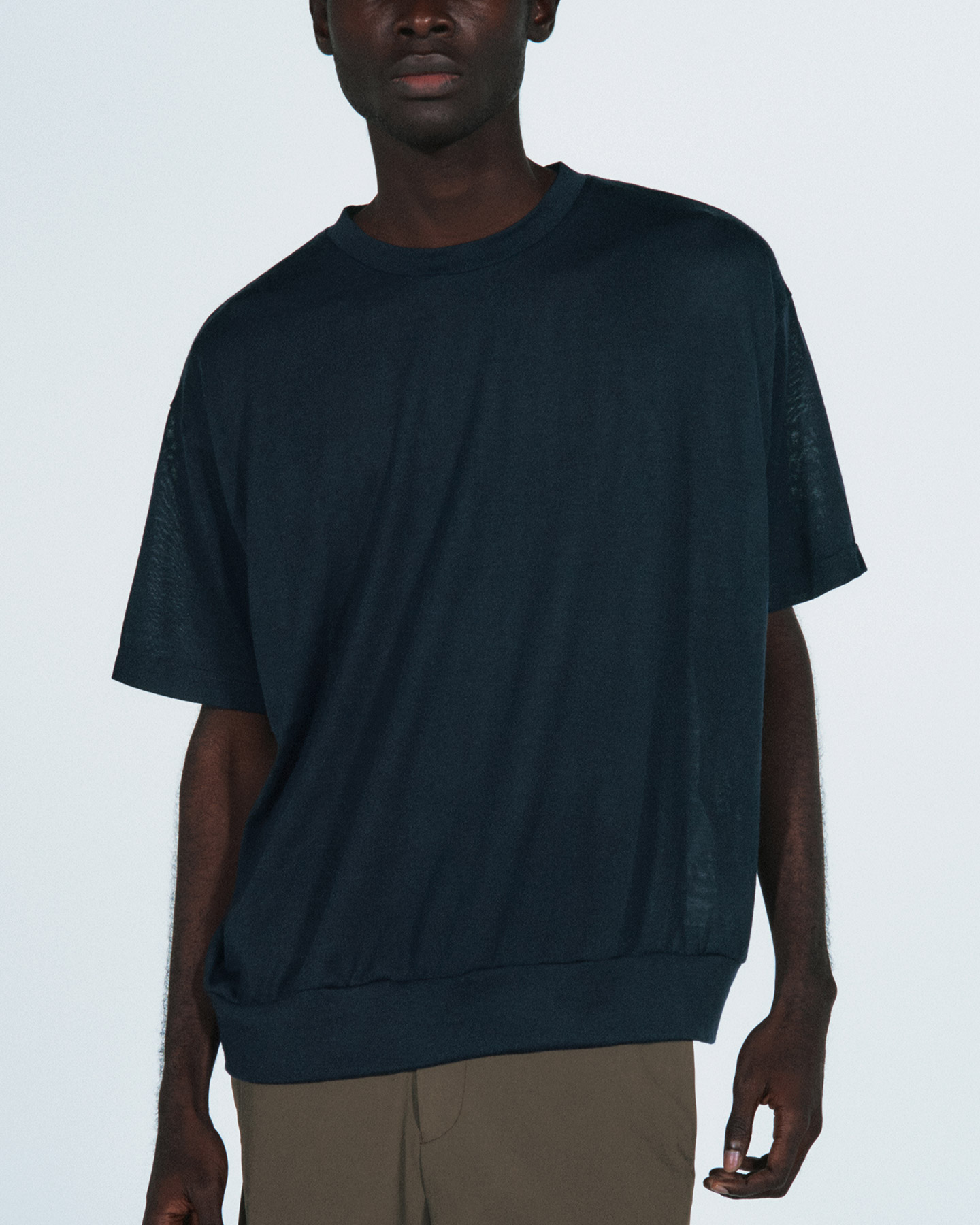 SOPH. | WASHABLE WOOL HEM RIBBED S/S TOP(M GRAY):