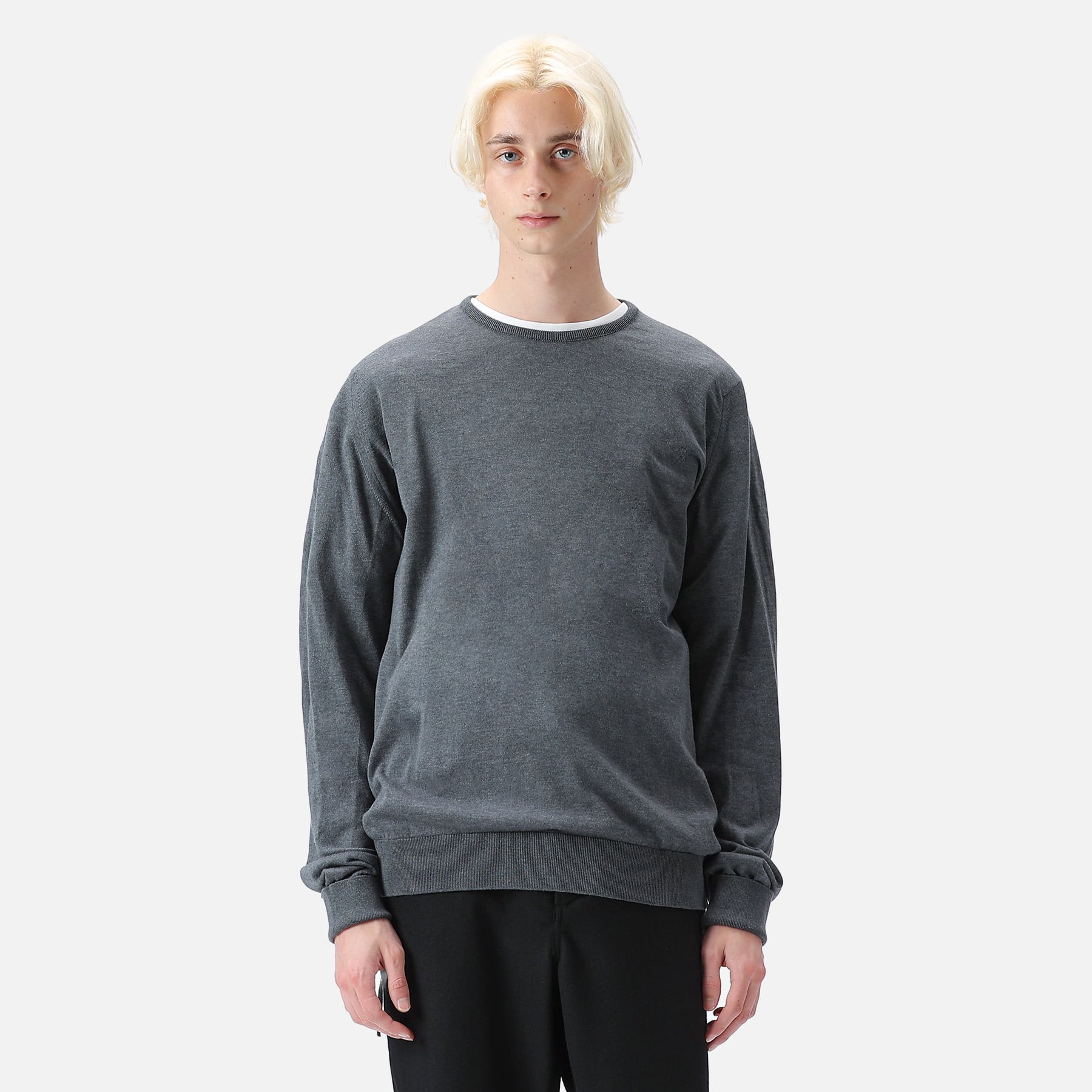 SOPH. | JOHN SMEDLEY COTTON CREWNECK KNIT(2 CHARCOAL GRAY):