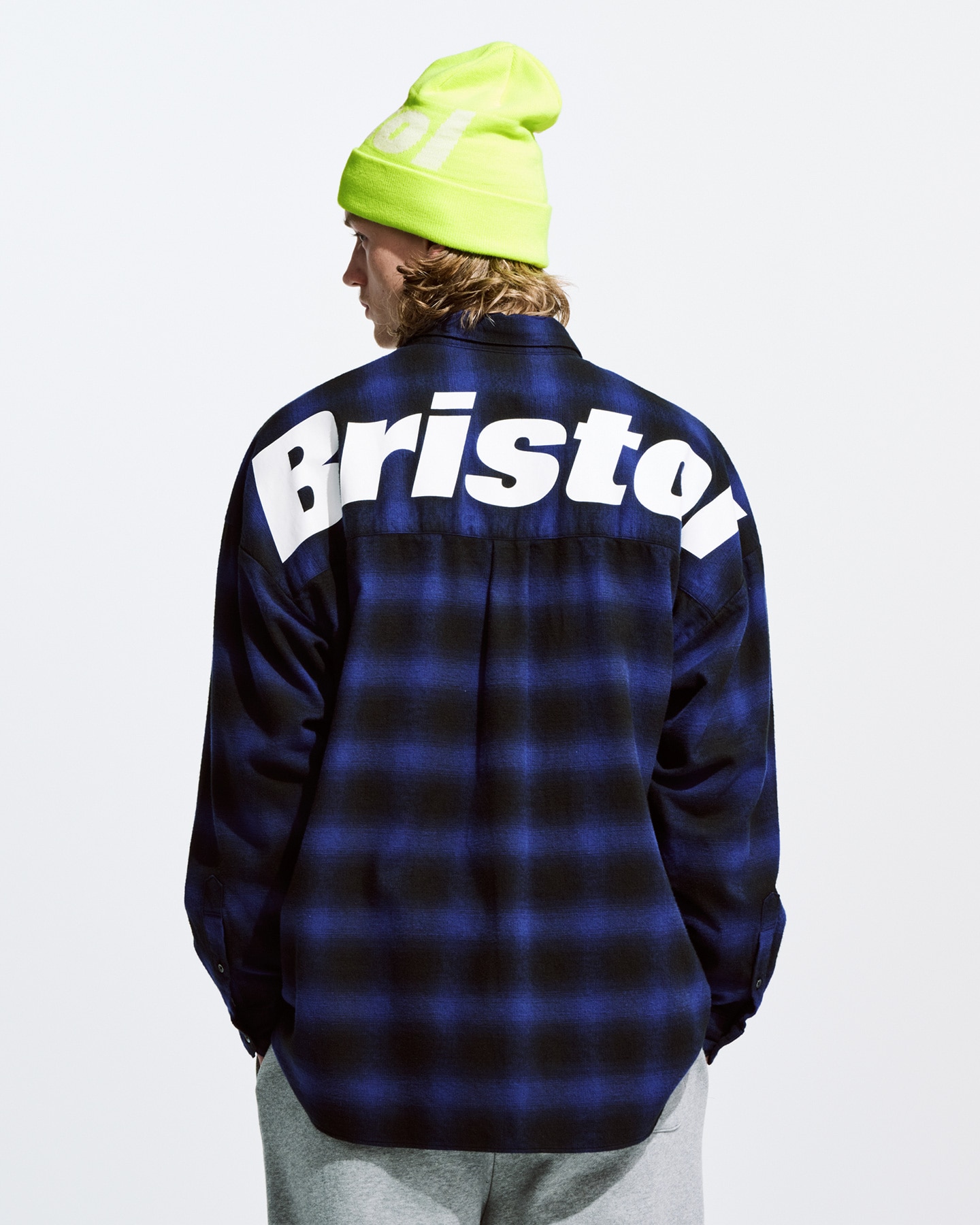 SOPH. | FLANNEL BIG LOGO BAGGY SHIRT(M BLUE):