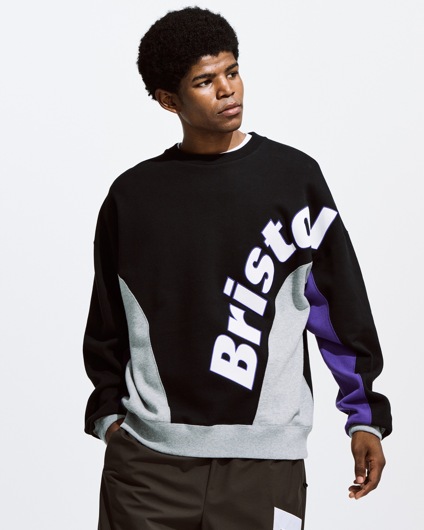 SOPH. | BIG LOGO PANELED CREWNECK SWEAT(M PURPLE):