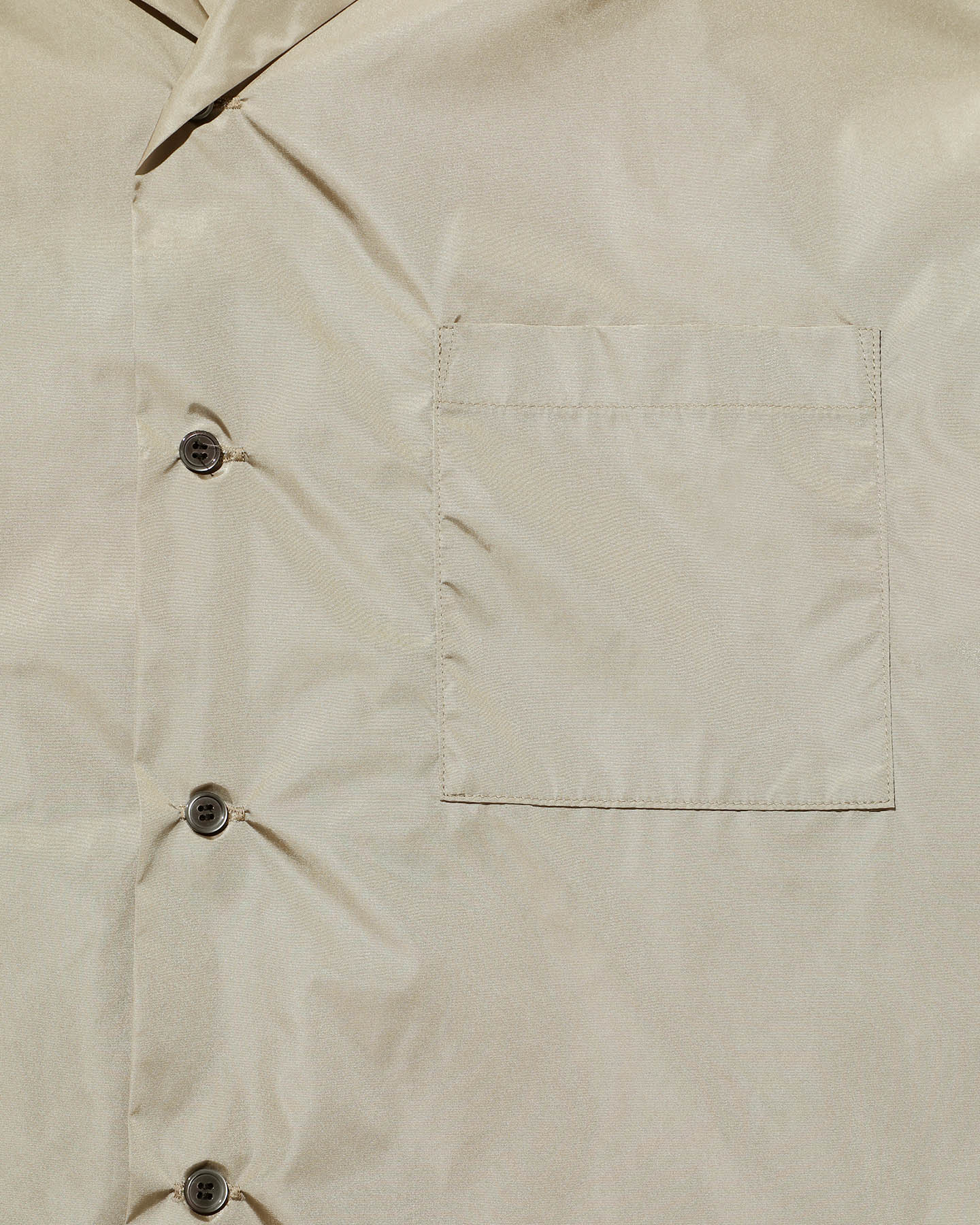 SOPH. | LIMONTA NYLON S/S OPEN COLLAR BAGGY SHIRT(M BEIGE):