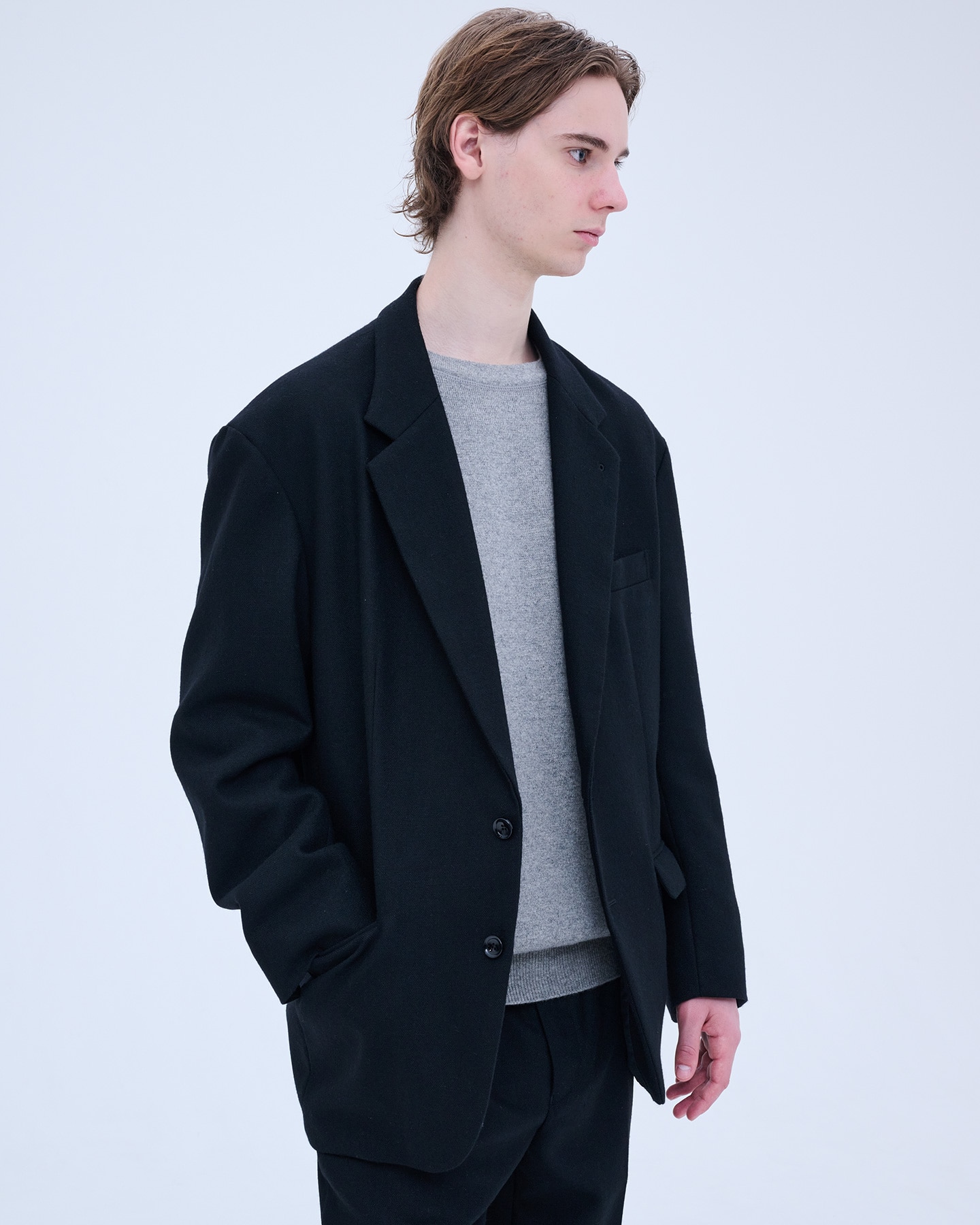 SOPH. | BLENDED WOOL CLASSIC 2BUTTON JACKET(XL BLACK):
