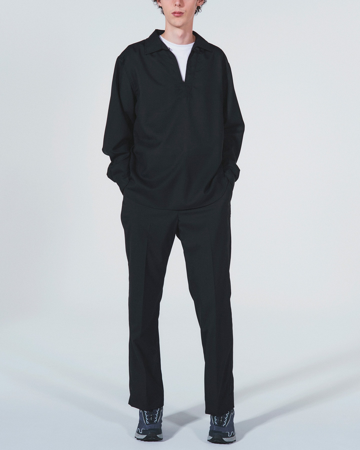 SOPH. | WOOL TWILL PULLOVER SHIRT(M BLACK):