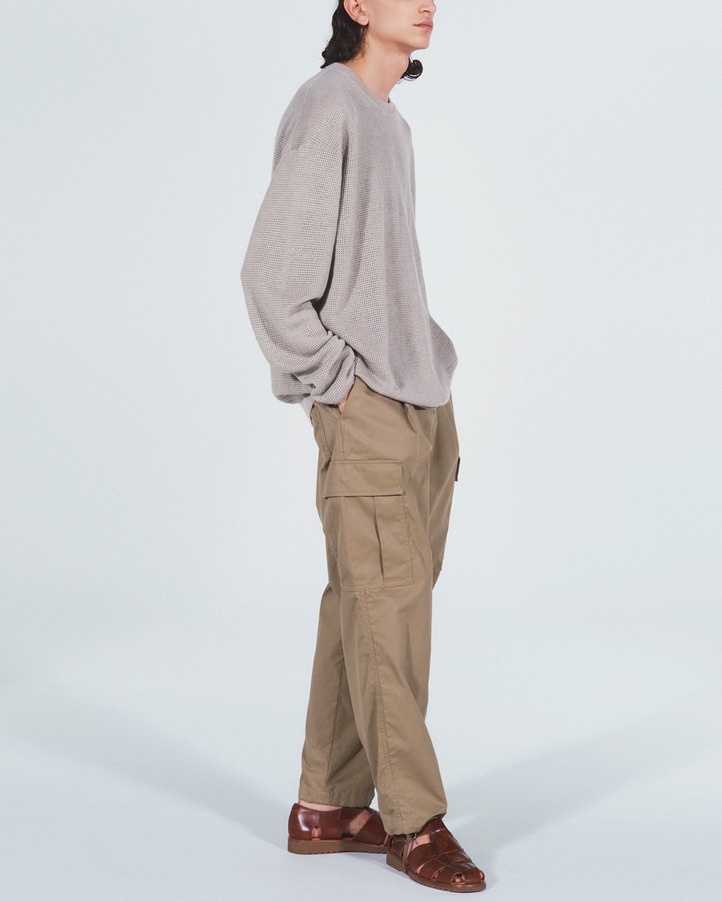 SOPH. | BRUSHED GABARDINE TAPERED CARGO PANTS(XL BEIGE):