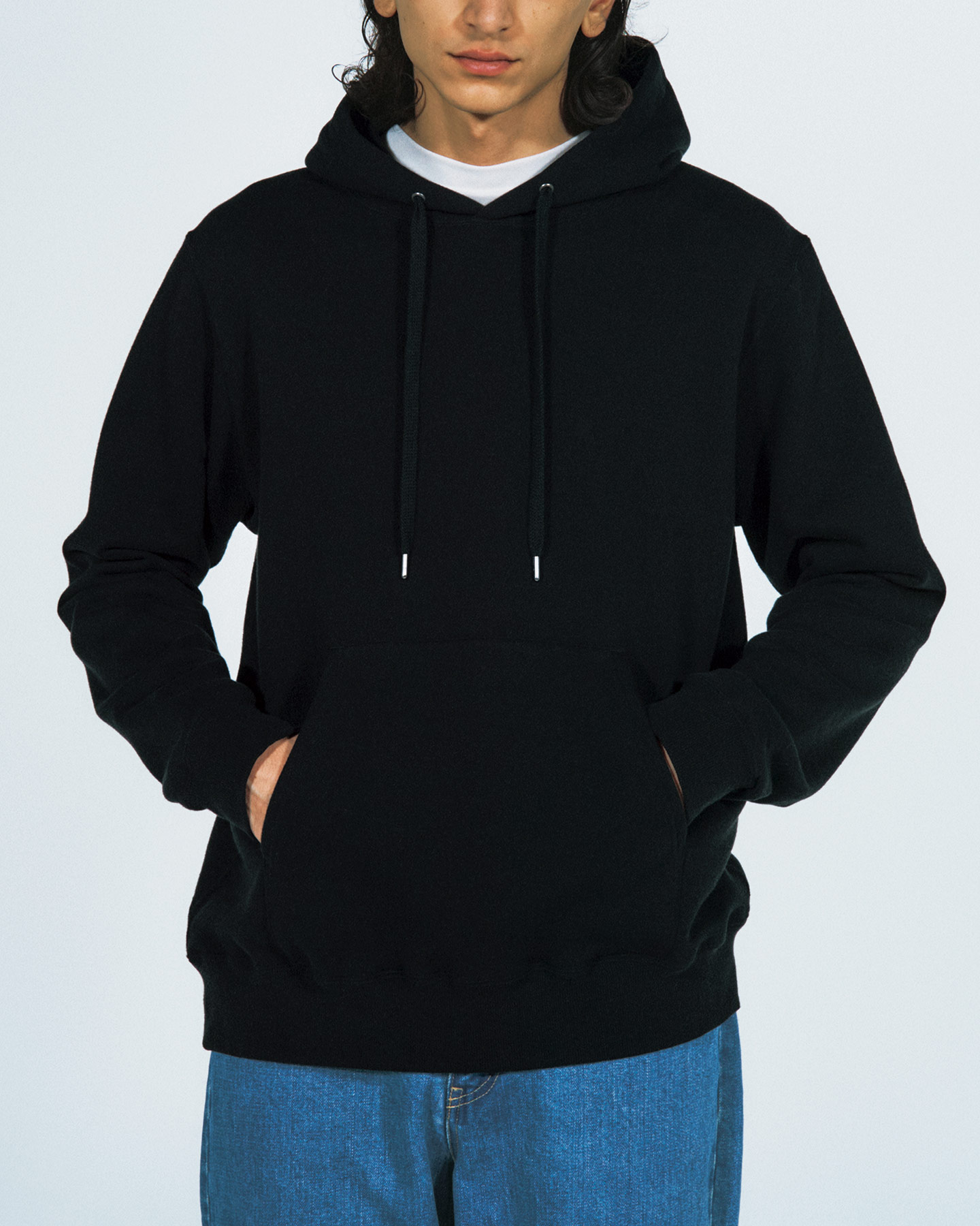 SOPH. | COTTON SILK FRENCH TERRY PULLOVER HOODIE(M BLACK):