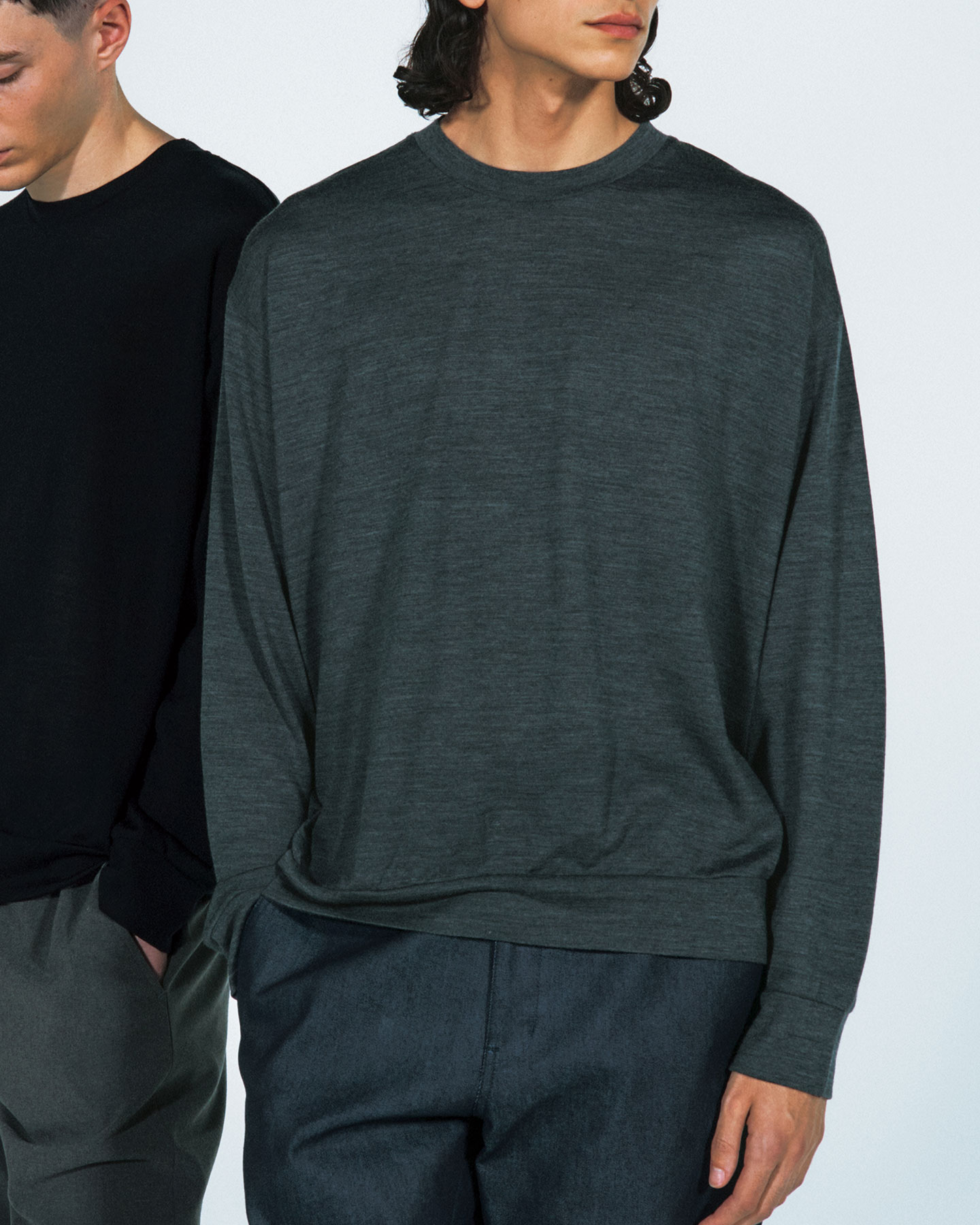 SOPH. | WASHABLE WOOL HEM RIBBED L/S TOP(M GRAY):