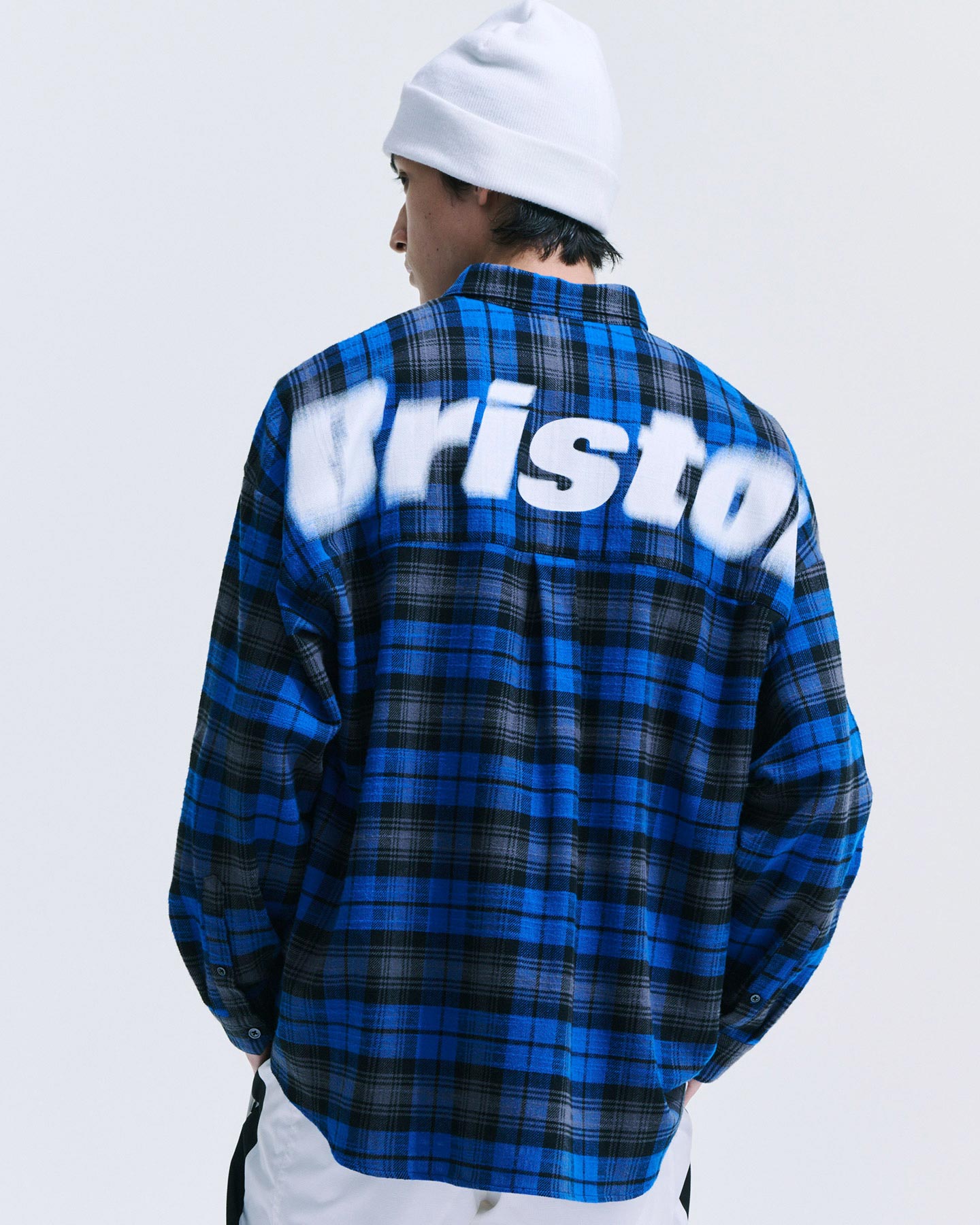 SOPH. | FLANNEL BIG LOGO BAGGY SHIRT(M BLUE):