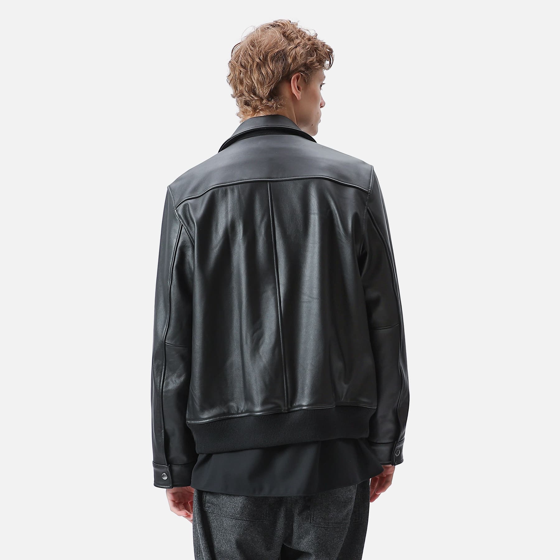 SOPH. | LEATHER ZIP JACKET(L BLACK):