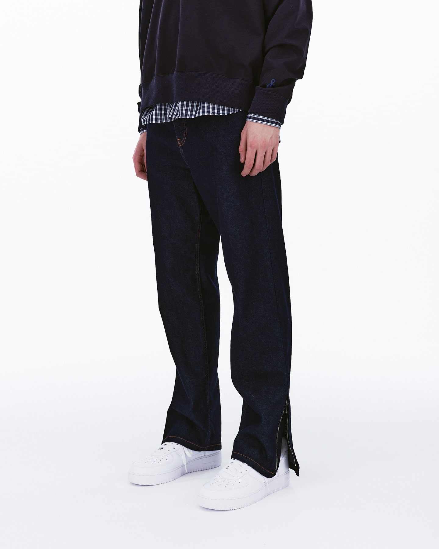 SOPH. | ONE WASHED DENIM HEM ZIP PANTS(M INDIGO):