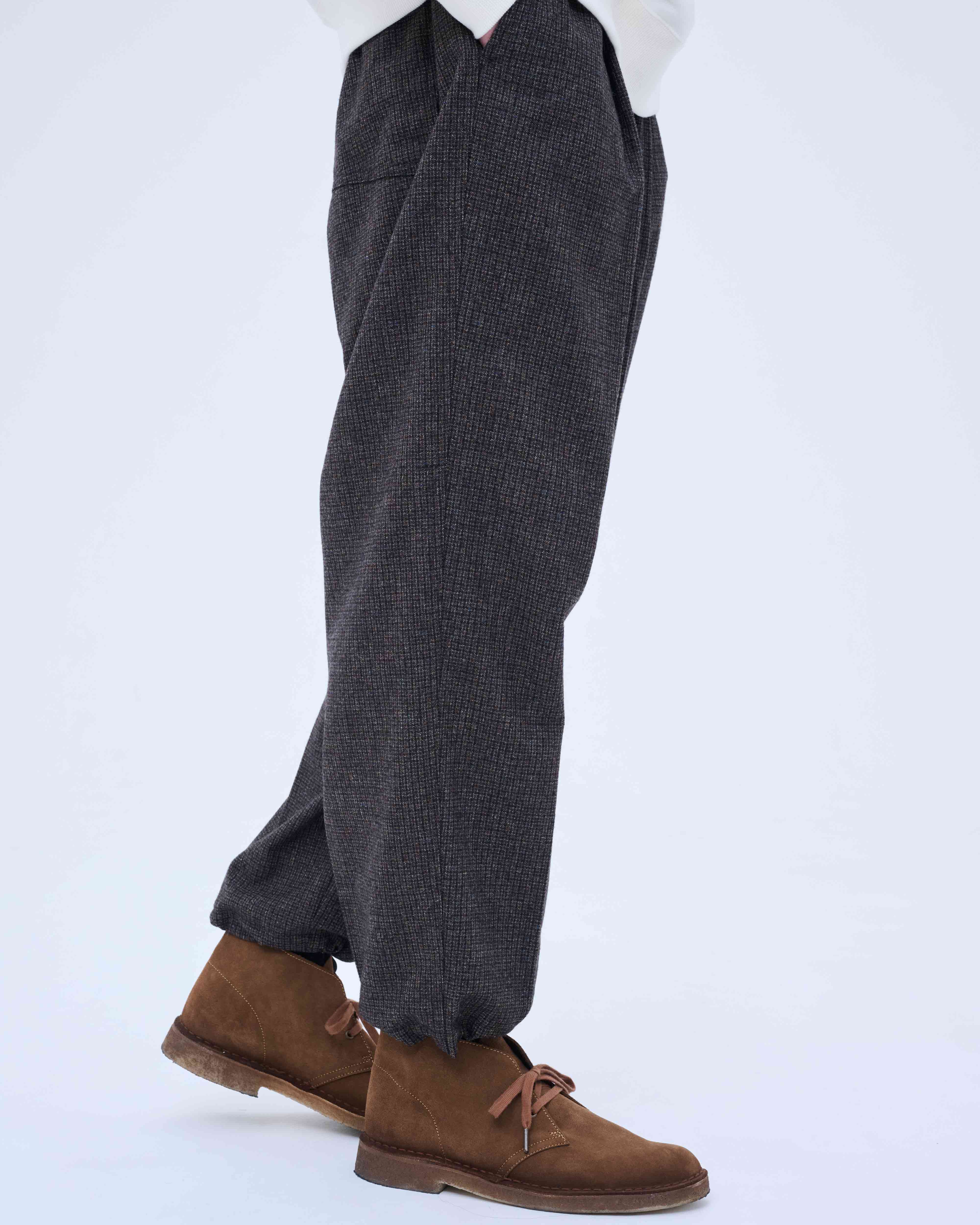 SOPH. | MELANGE TWEED GUNCLUB CHECK 1TUCK WIDE TAPERED PANTS(M BROWN):