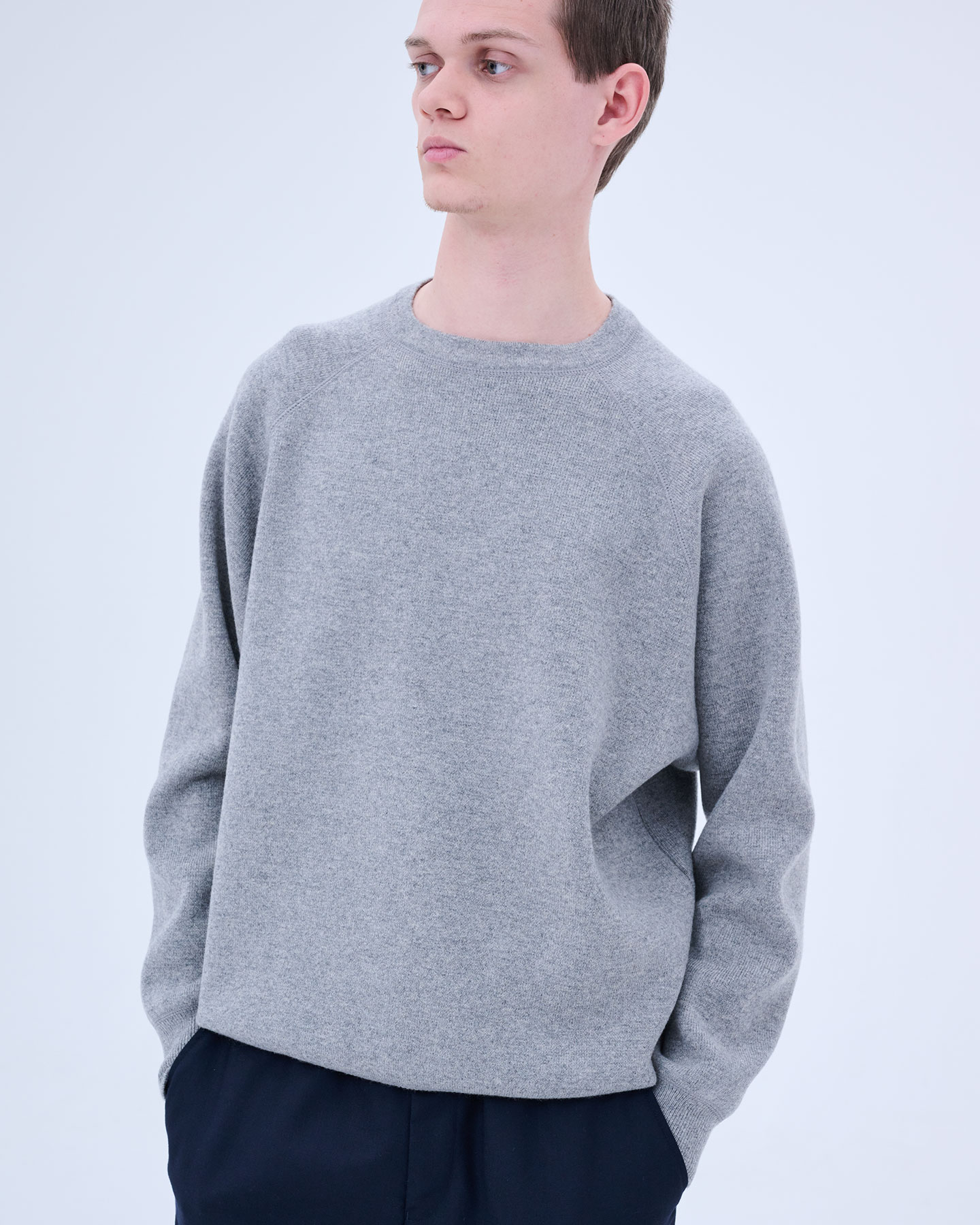 SOPH. | CASHMERE DOUBLE FACE CREWNECK KNIT(M BLACK):