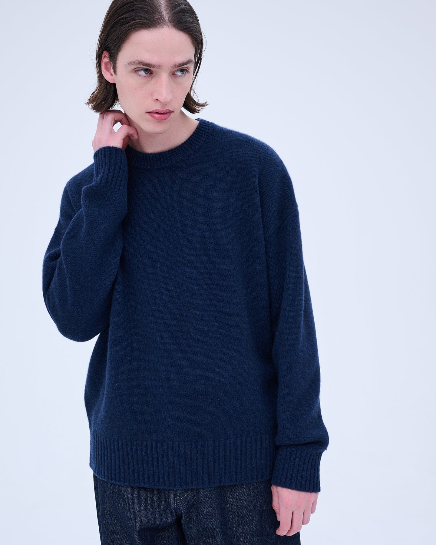 SOPH. | CASHMERE CREWNECK KNIT(M CHARCOAL GRAY):