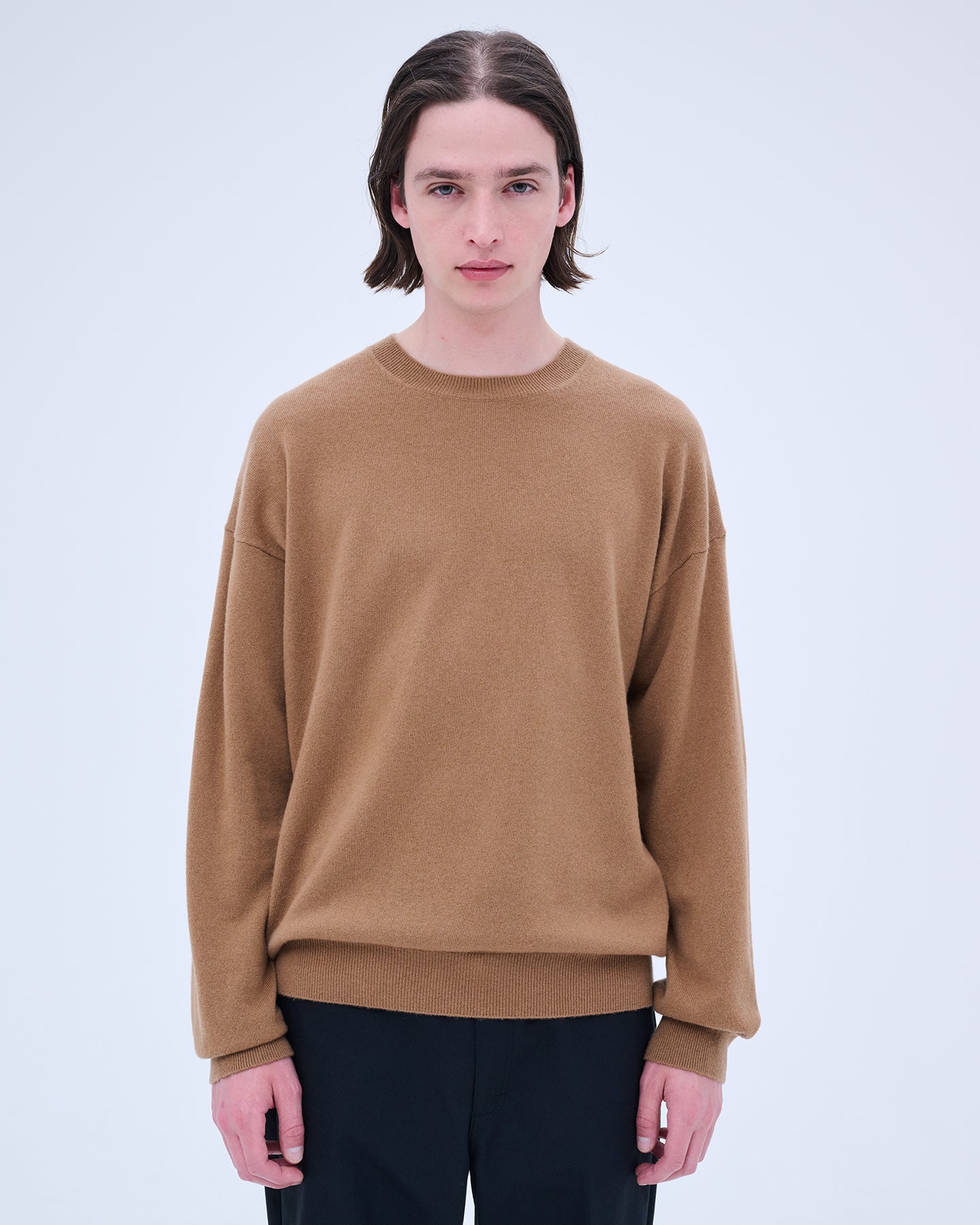 SOPH. | CASHMERE HIGH GAUGE CREWNECK KNIT(L BLACK):