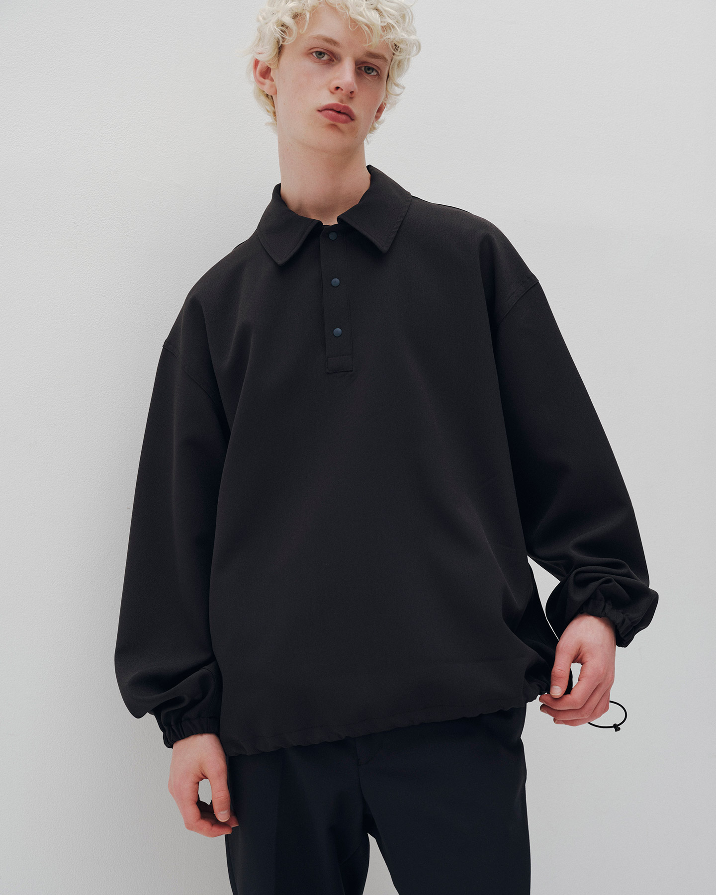 SOPH. | STRETCH WOVEN CLOTH PULLOVER SHIRT(M BLACK):