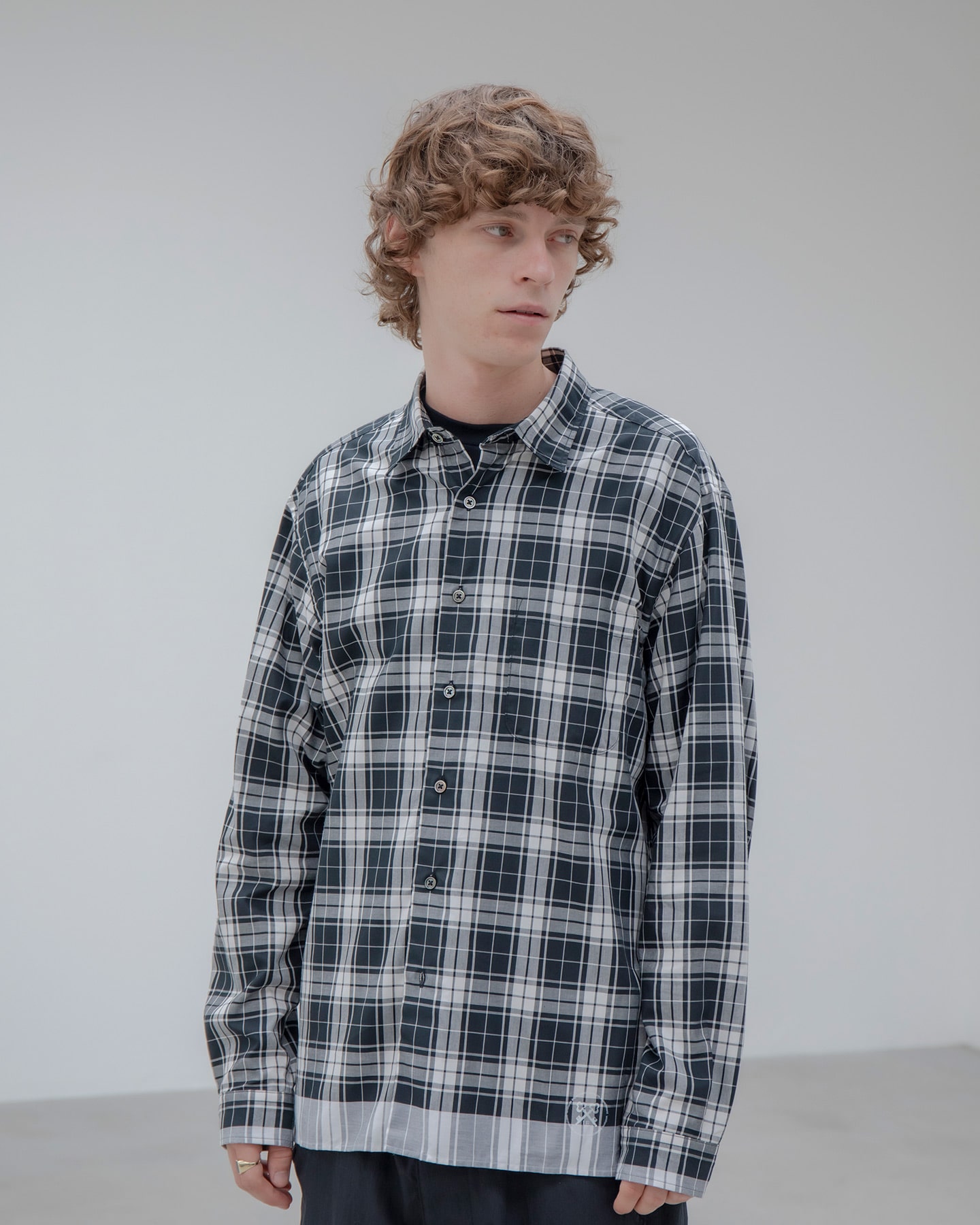 SOPH. | LINE CHECK SHIRT(2 GRAY):