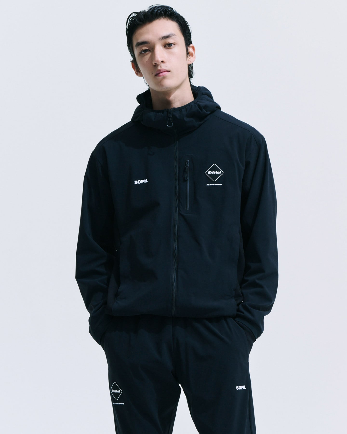 SOPH. | LYCRA HOODED BLOUSON(M BLACK):