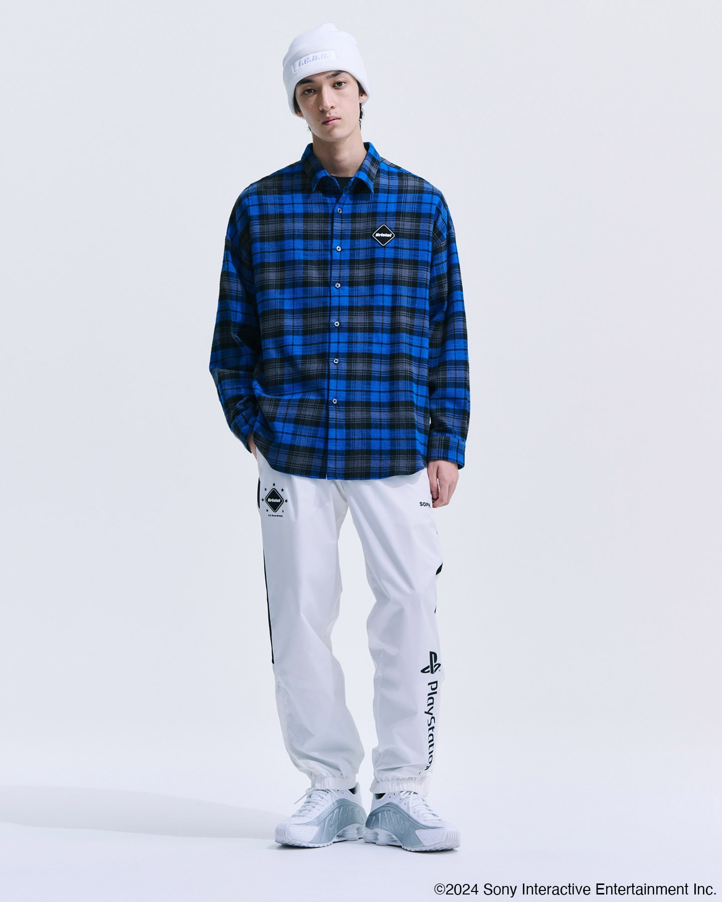 SOPH. | FLANNEL BIG LOGO BAGGY SHIRT(M BLUE):