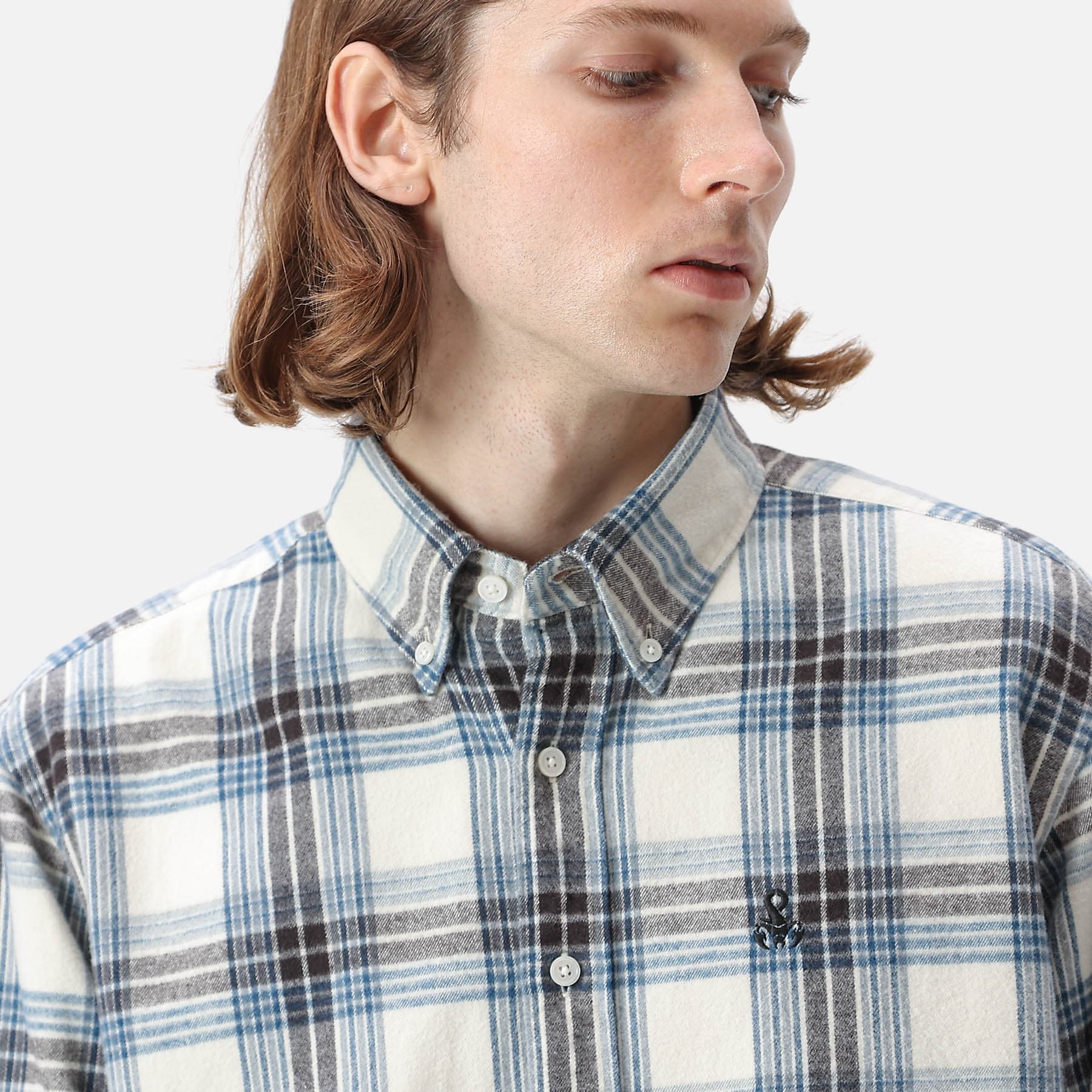 SOPH. | FLANNEL CHECK SCORPION BIG B.D SHIRT(M WHITE):