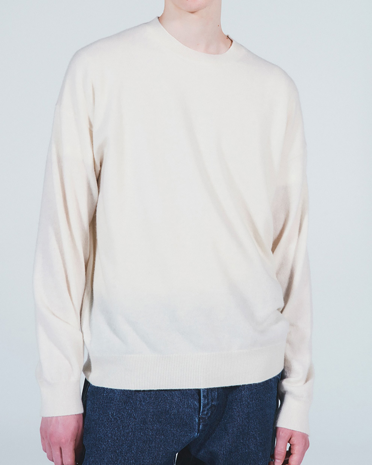 SOPH. | CASHMERE HIGH GAUGE CREWNECK KNIT(M BLACK):