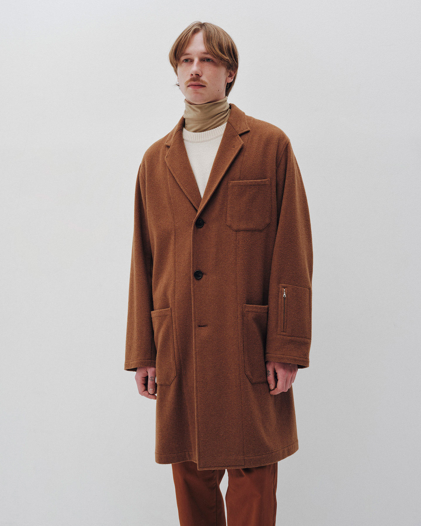 SOPH. | WOOL MOSSER WORK COAT(M LIGHT BROWN):