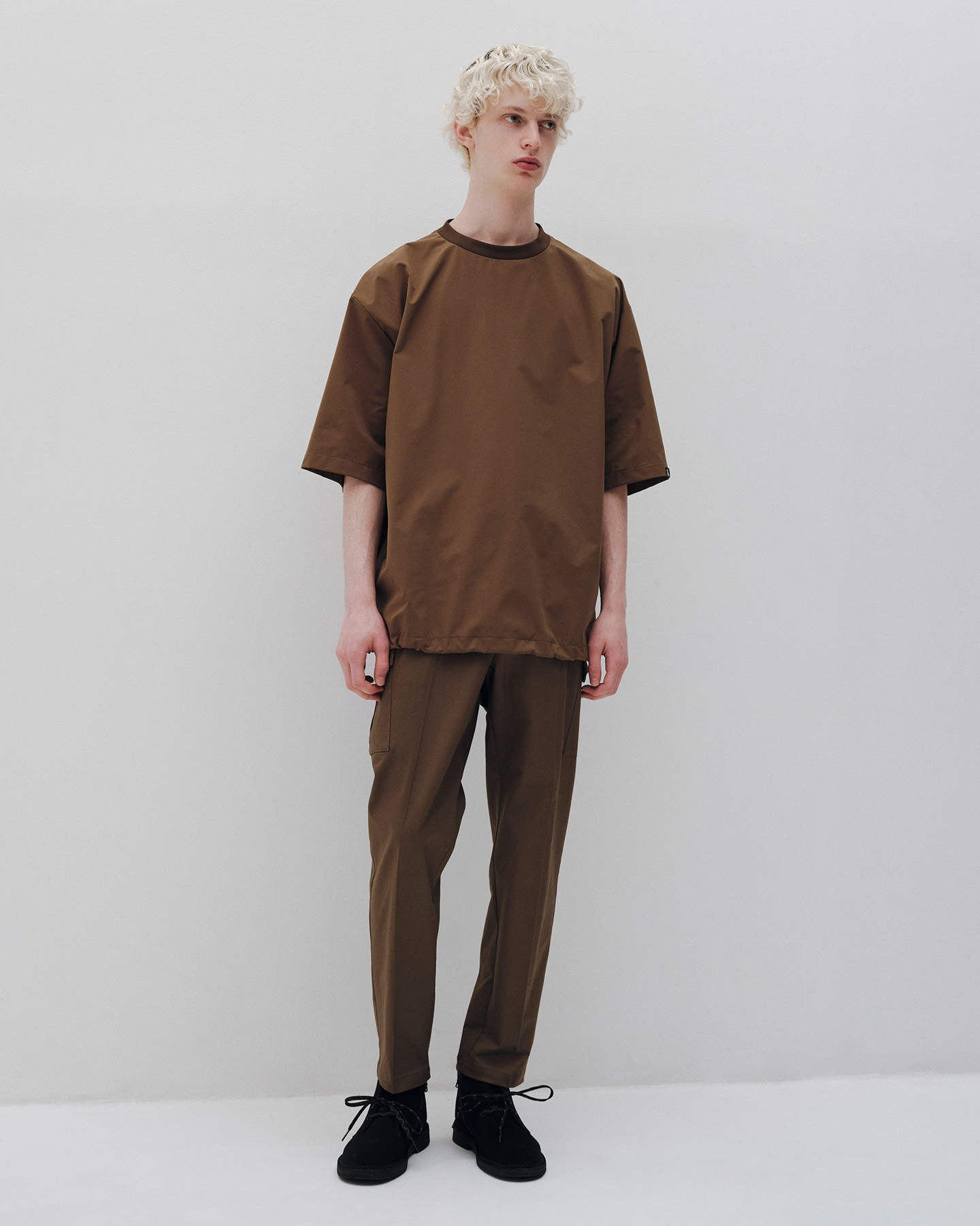 SOPH. | 2WAY STRETCH POPLIN HEM CODE S/S BAGGY TOP(M KHAKI):