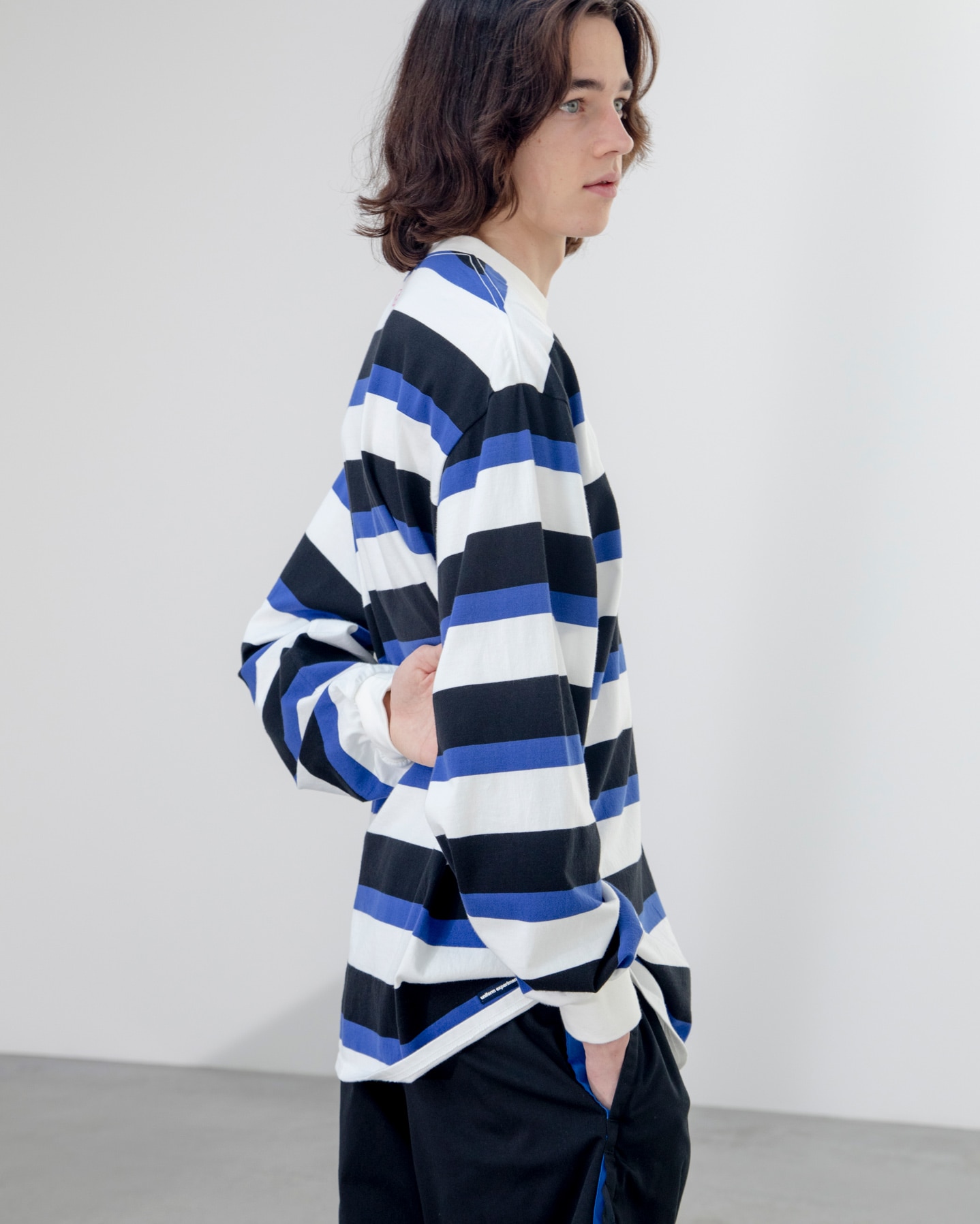 未使用 ユニフォームエクスペリメント BORDER L/S BAGGY TEE-