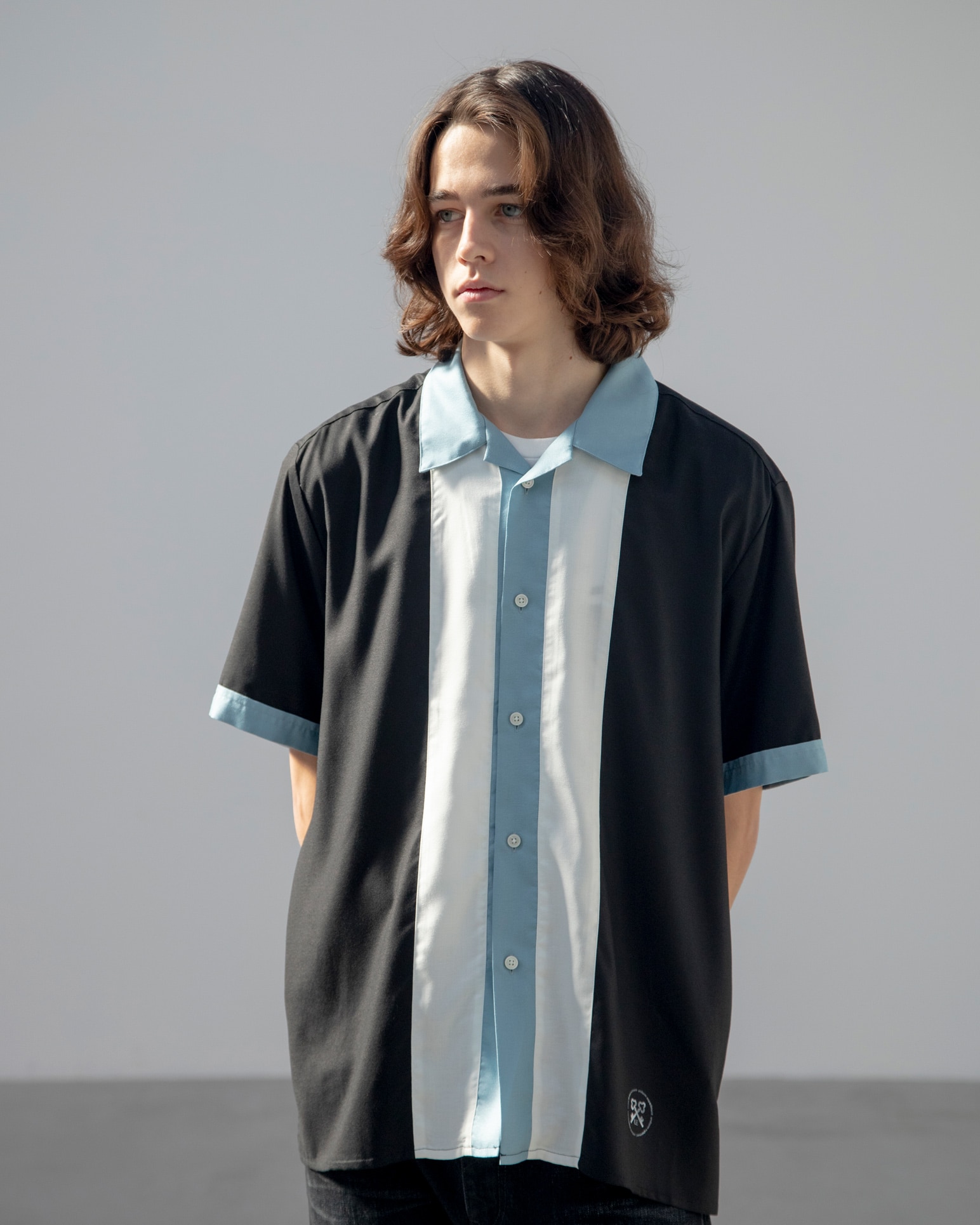 SOPH. | WASHABLE RAYON S/S OPEN COLLAR SHIRT(2 SAX):