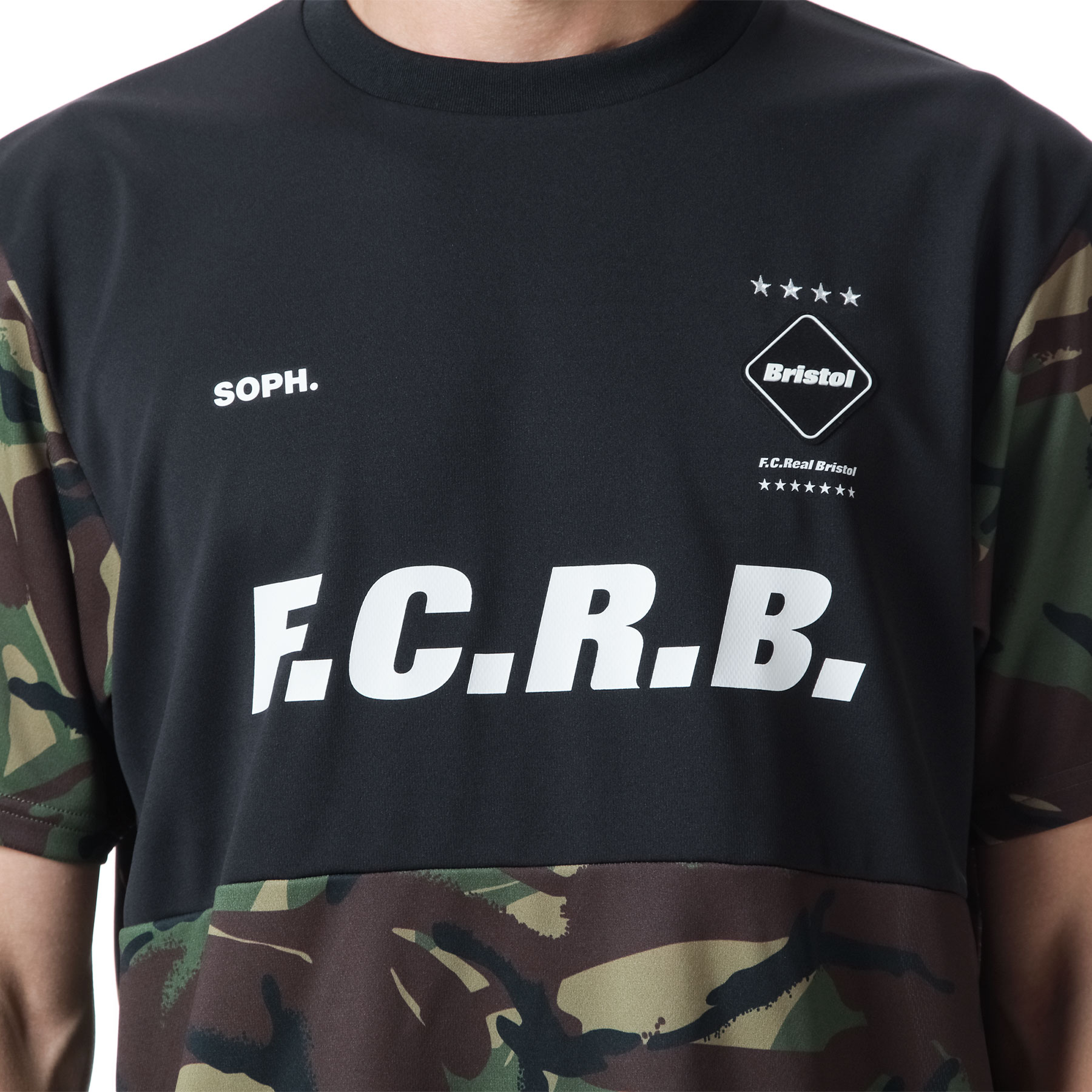新品L黒F.C.Real BristolゲームシャツCAMOUFLAGE TEAM TOPカモフラ柄