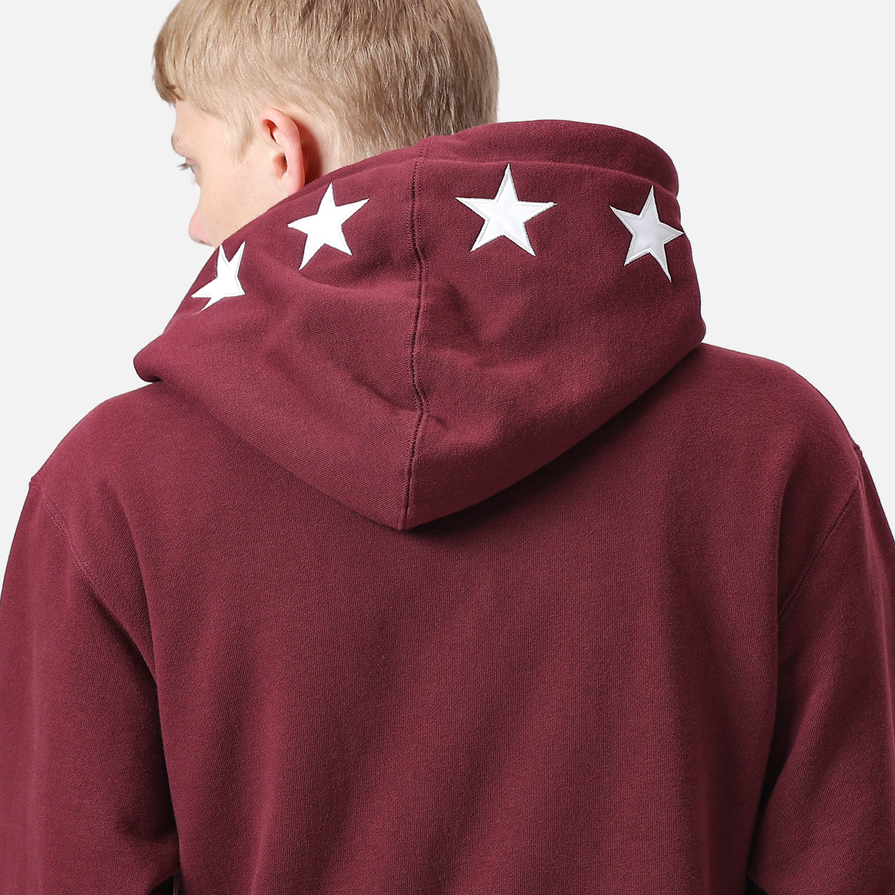 SOPH. | STAR APPLIQUE CLASSIC LOGO PULLOVER SWEAT HOODIE(M BORDEAUX):