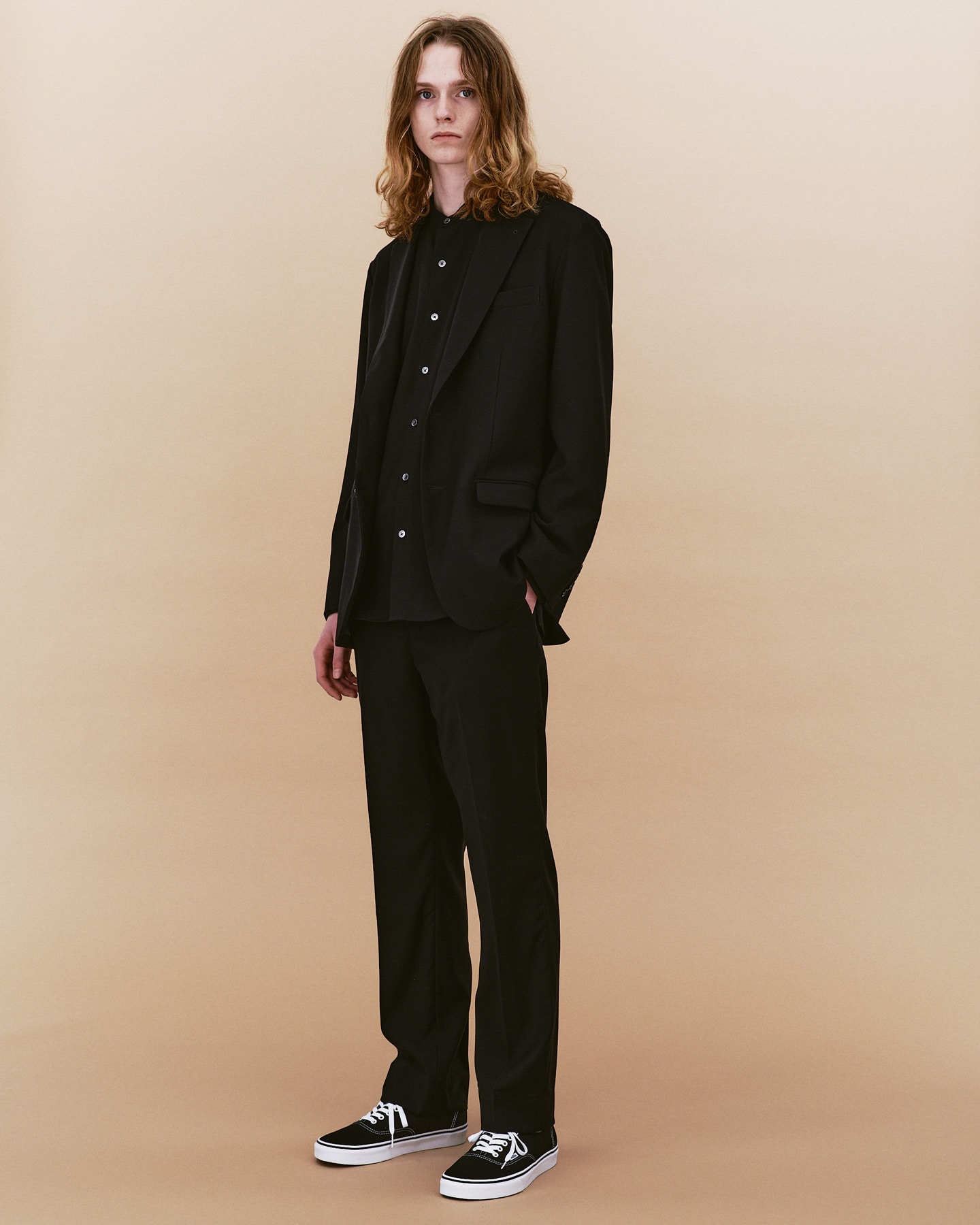 SOPH. | SUPER BLACK WOOL 2BUTTON BOX JACKET(M BLACK):