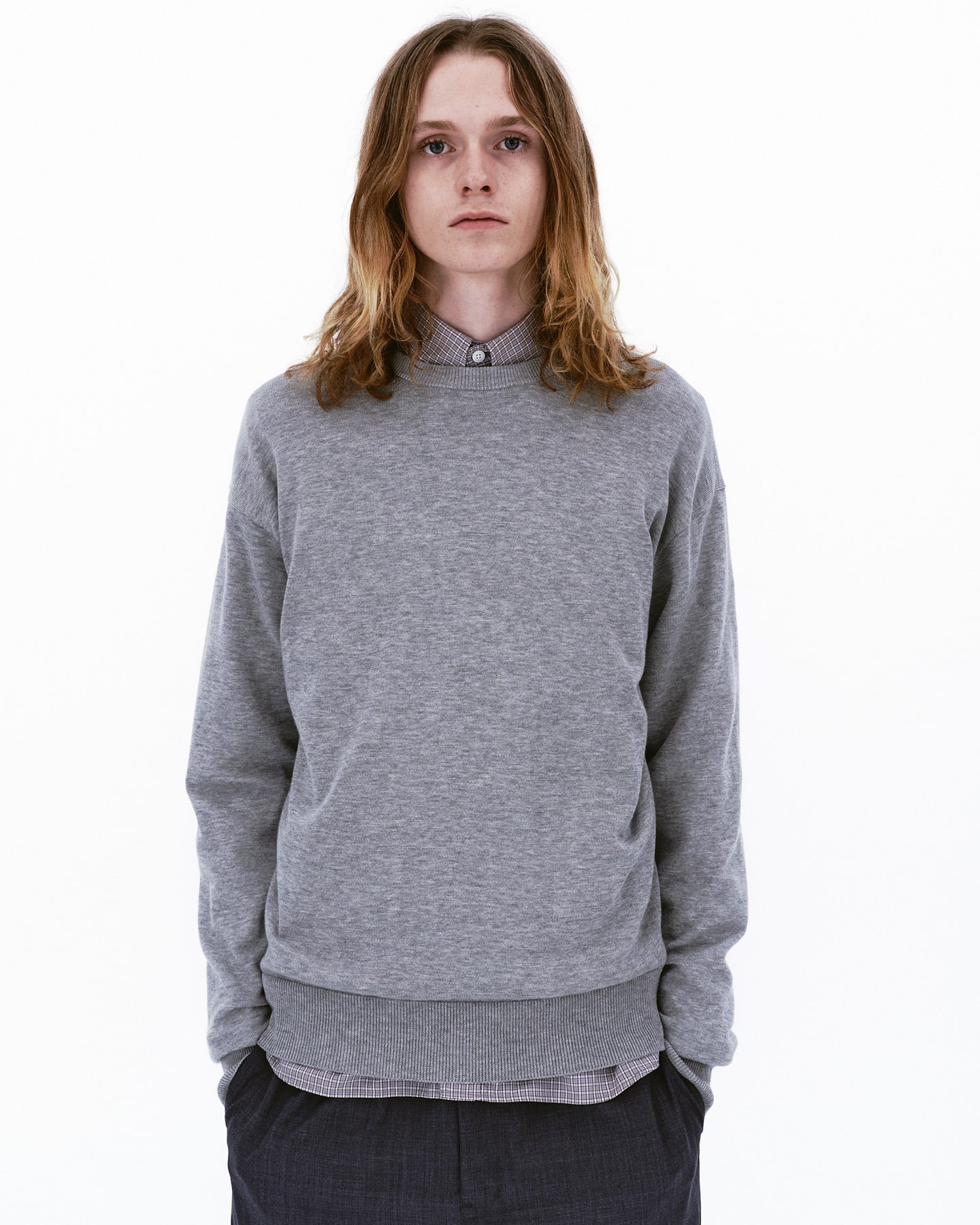 SOPH. | HEART CREWNECK KNIT(M GRAY):