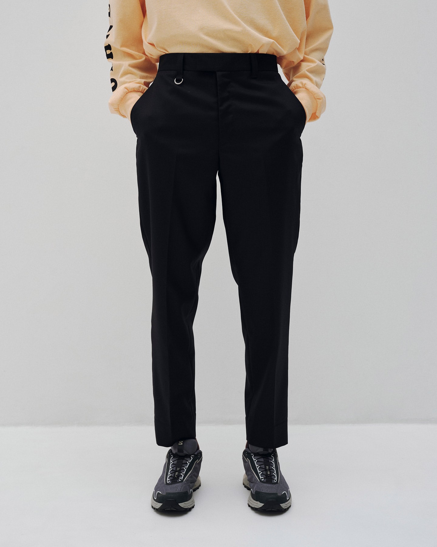 SOPH. | SUPER 100'S WOOL SHIRRING SLIM FIT SLACKS(M CHARCOAL GRAY):