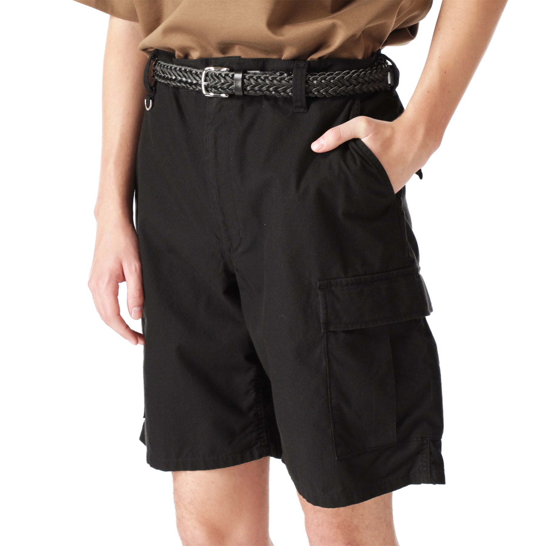 black cargo work shorts