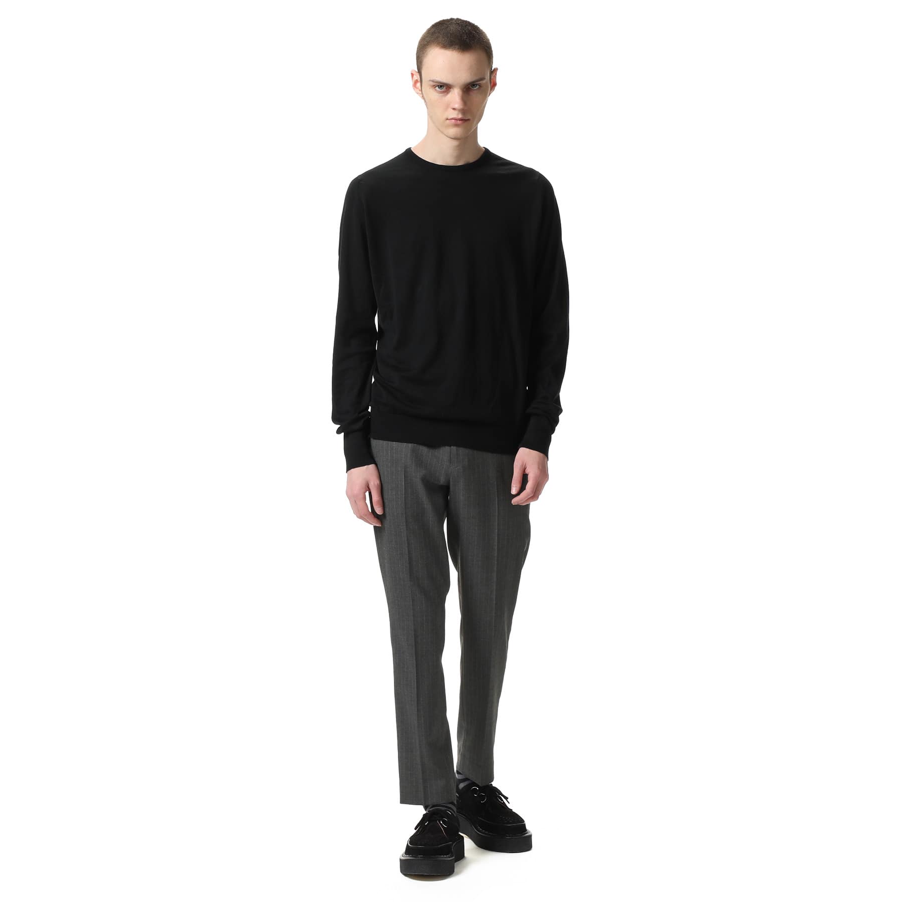 SOPH. | JOHN SMEDLEY COTTON CREWNECK KNIT(2 BLACK):