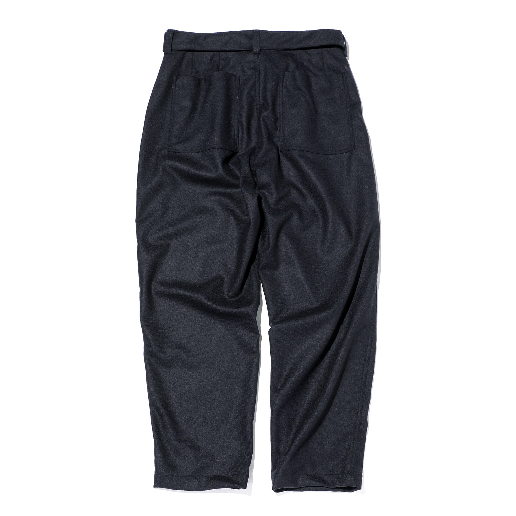 SOPH. | HOME SPUN WIDE BELTED BAGGY TUCK TAPERED PANTS(M NAVY):