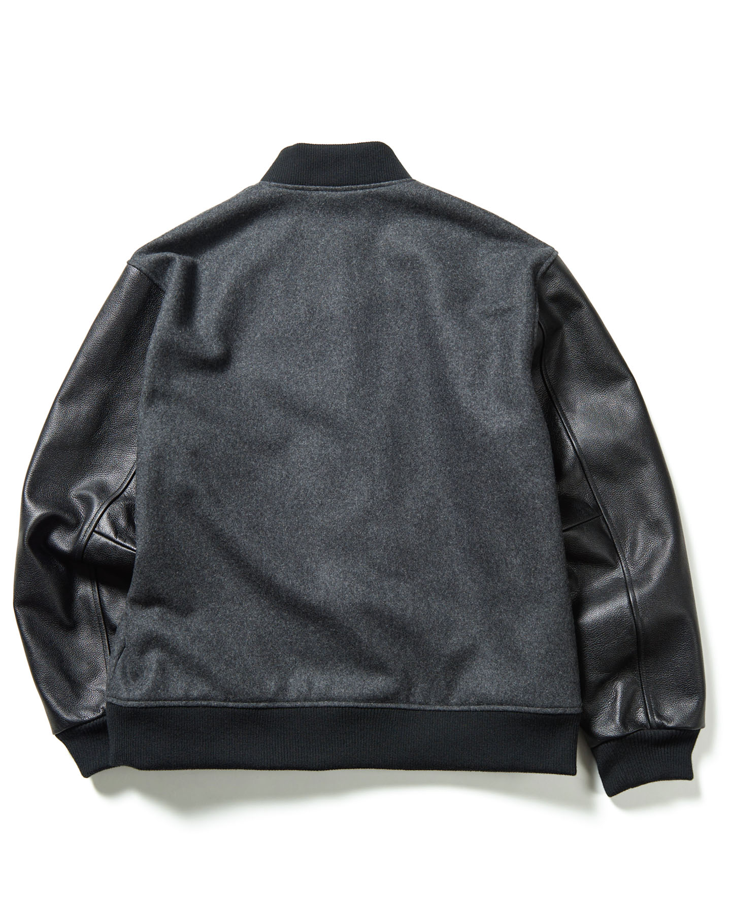 SOPH. | LEATHER SLEEVE VARSITY JACKET(M CHARCOAL GRAY):