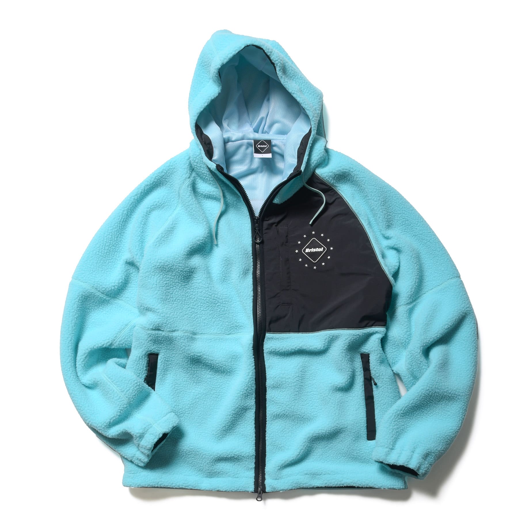 SOPH. | BOA FLEECE BIG LOGO HOODED BLOUSON(M LIGHT BLUE):