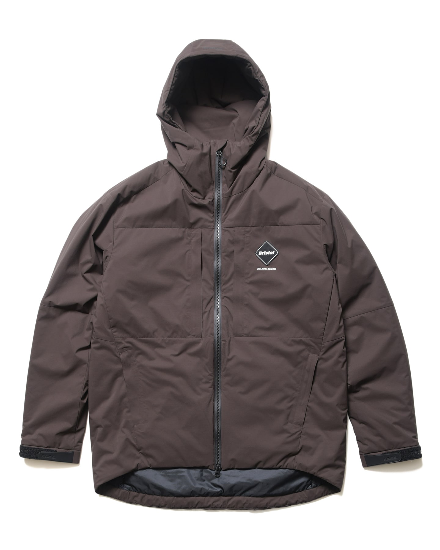 fcrb INSULATION PADDED HOODED JACKET L 茶素材ナイロン