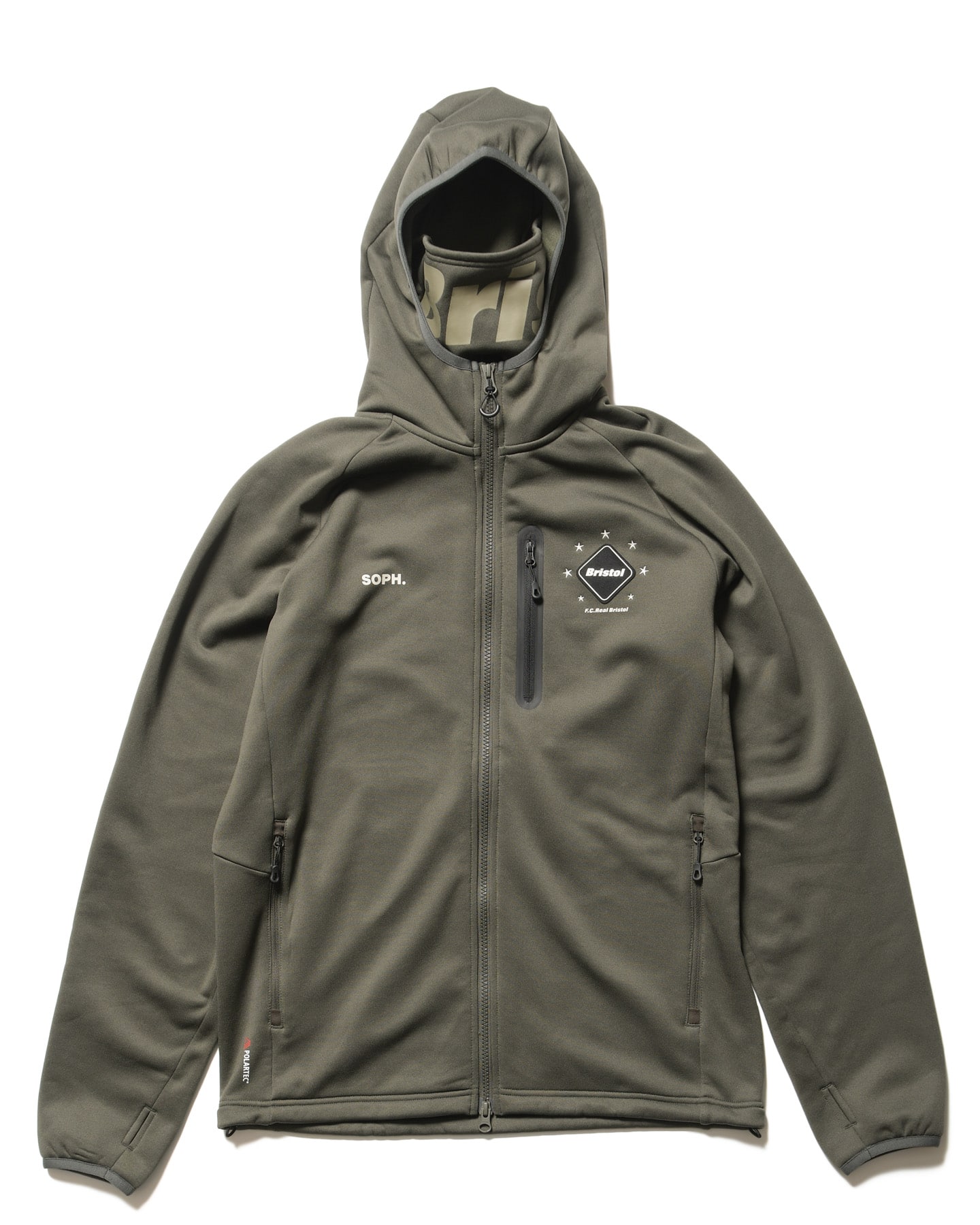 SOPH. | POLARTEC POWER STRETCH ZIP UP GAITER HOODIE(M KHAKI):