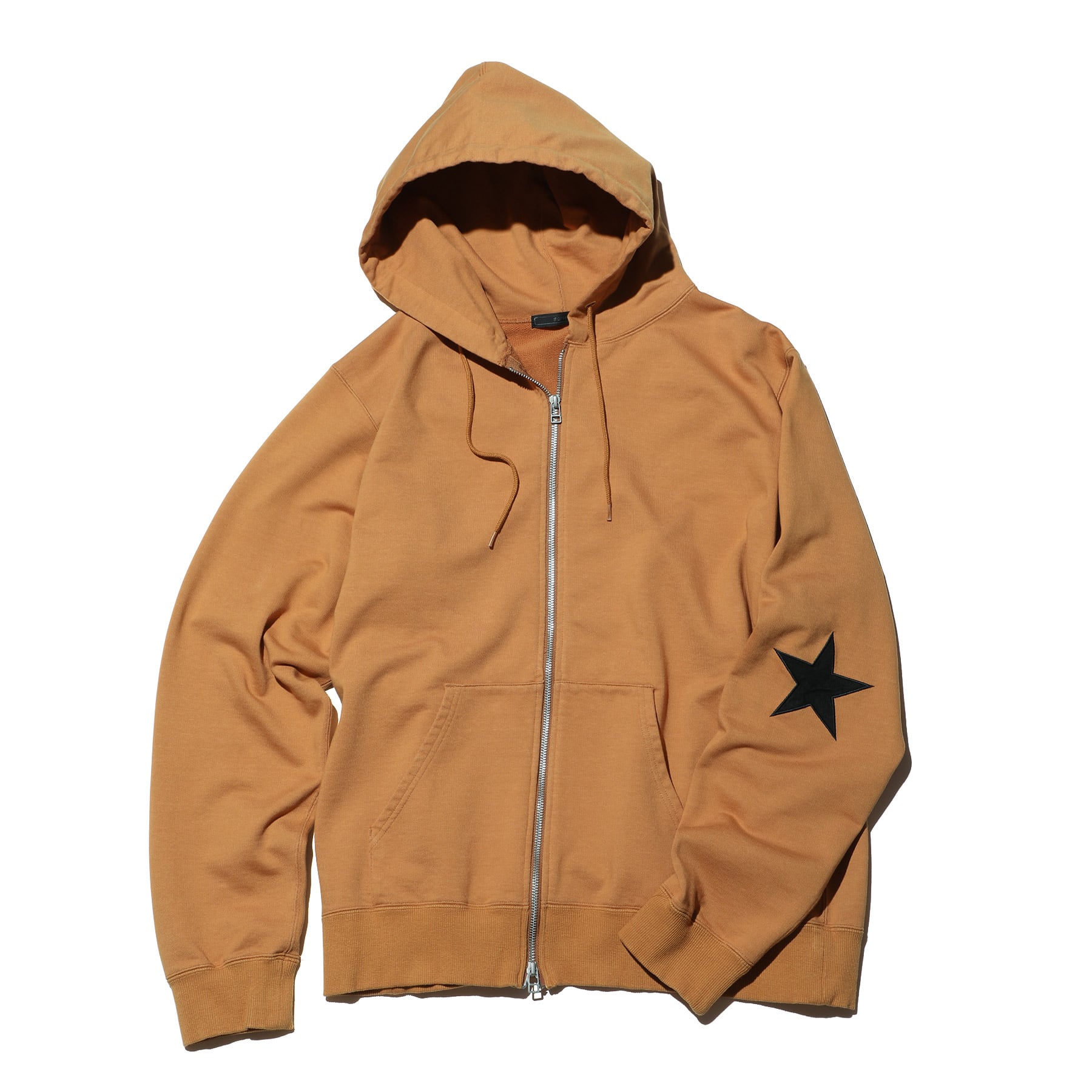 SOPH. | STAR ELBOW PATCHED ZIP UP SWEAT HOODIE(M LIGHT BROWN):