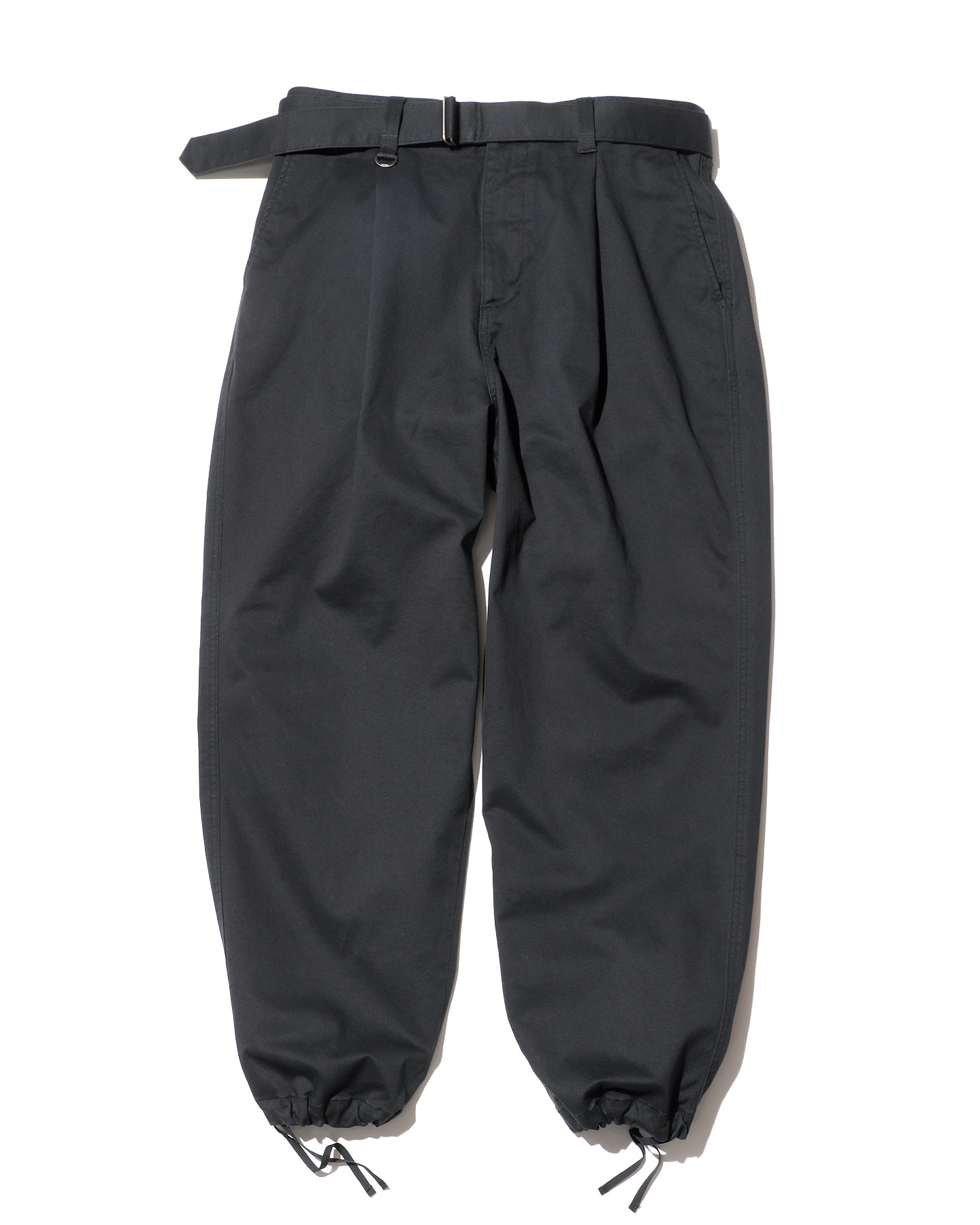 SOPH. | STRETCH CHINO BELTED TUCK HEM CORD TAPERED PANTS(M BLACK):