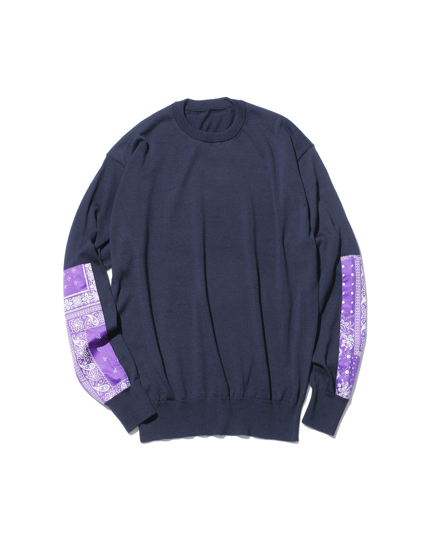 SOPH. | BANDANA SLEEVE PATCHED CREWNECK KNIT(M NAVY):