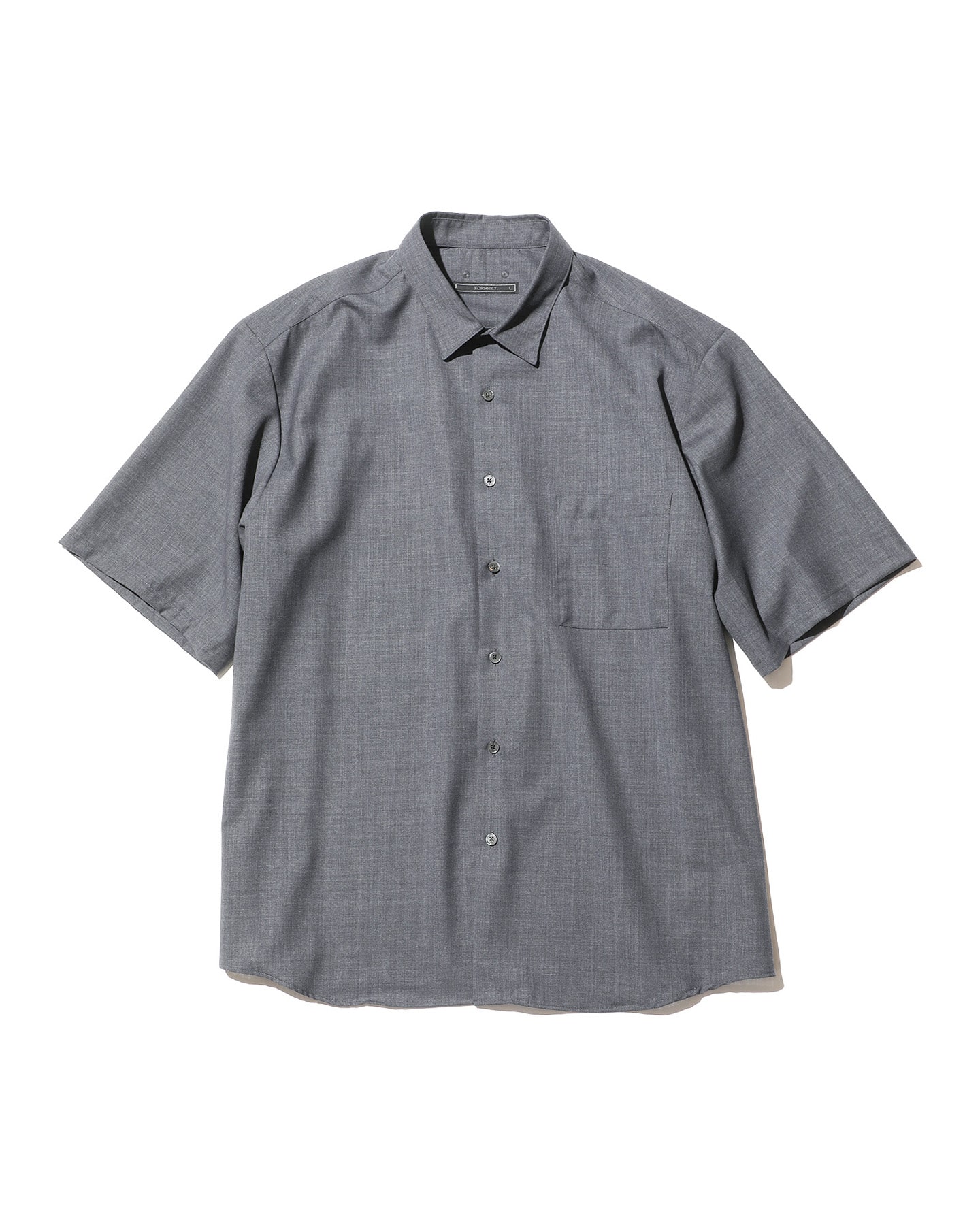 SOPH. | SUMMER STRETCH WOOL S/S BAGGY SHIRT(L CHARCOAL GRAY):