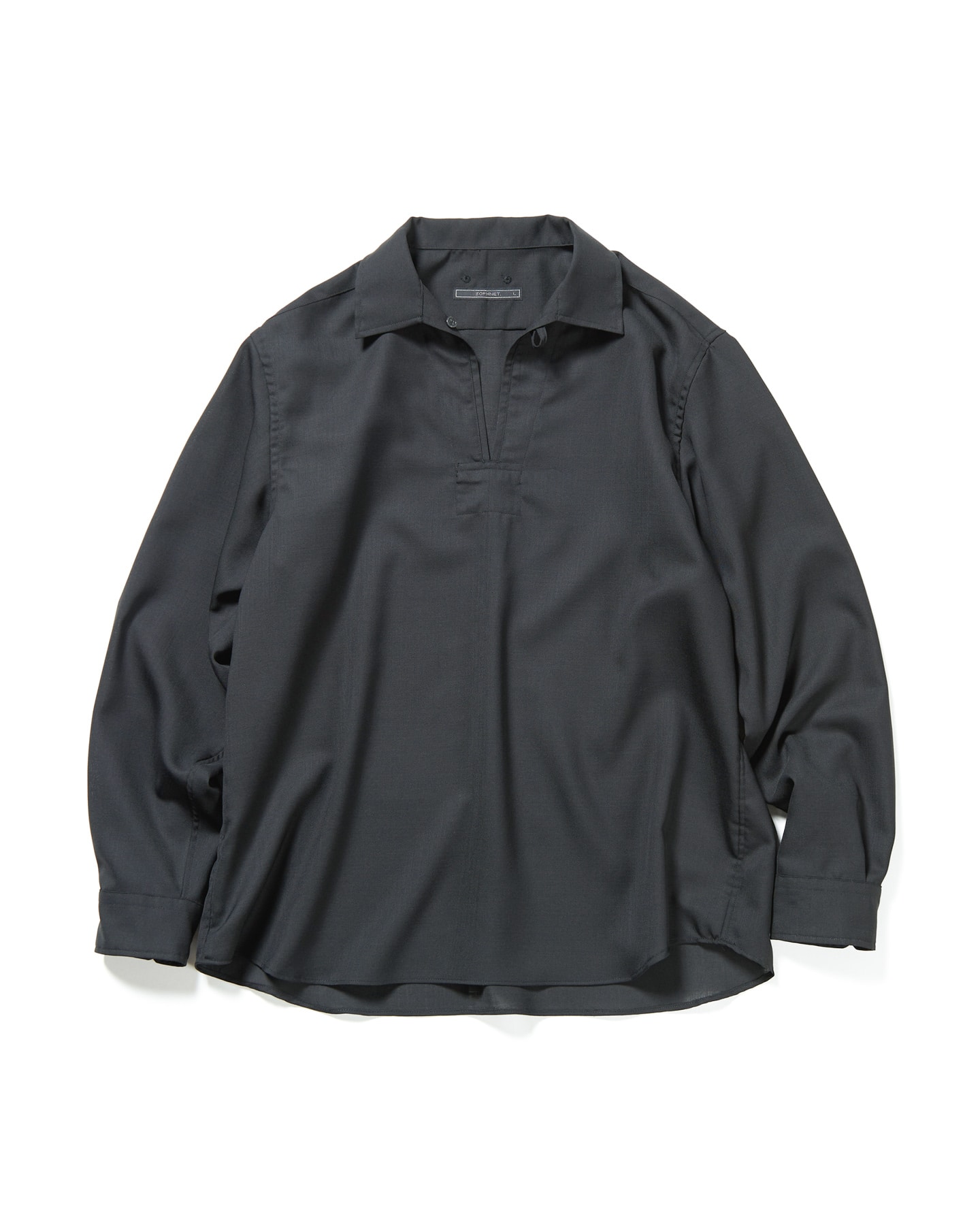 SOPH. | WOOL TWILL PULLOVER SHIRT(M BLACK):